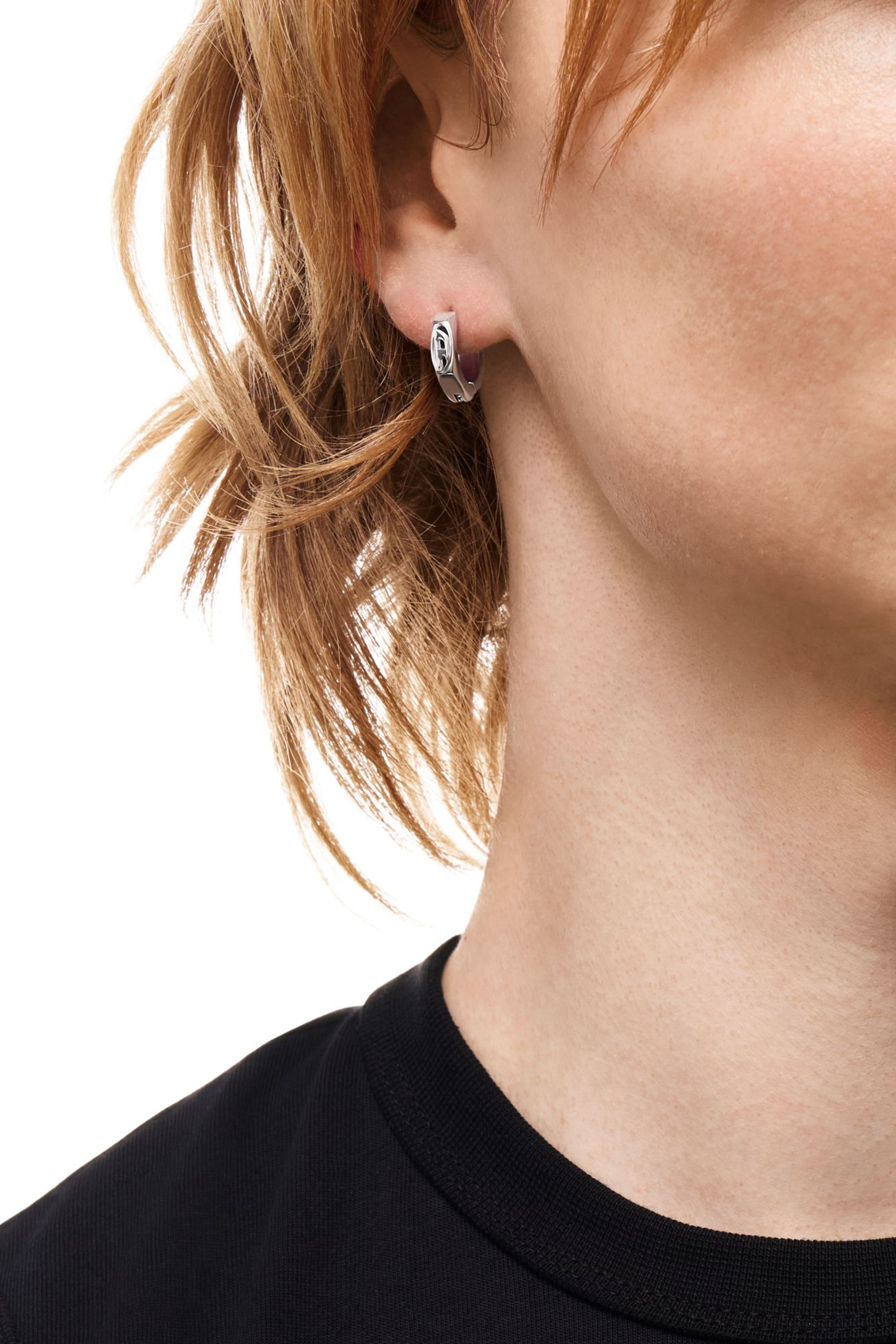 Diesel - DX1692040 JEWELLERY, Cr&eacute;ole en acier inoxydable &agrave; simple anneau Mixte in Gris argent&eacute; - 3