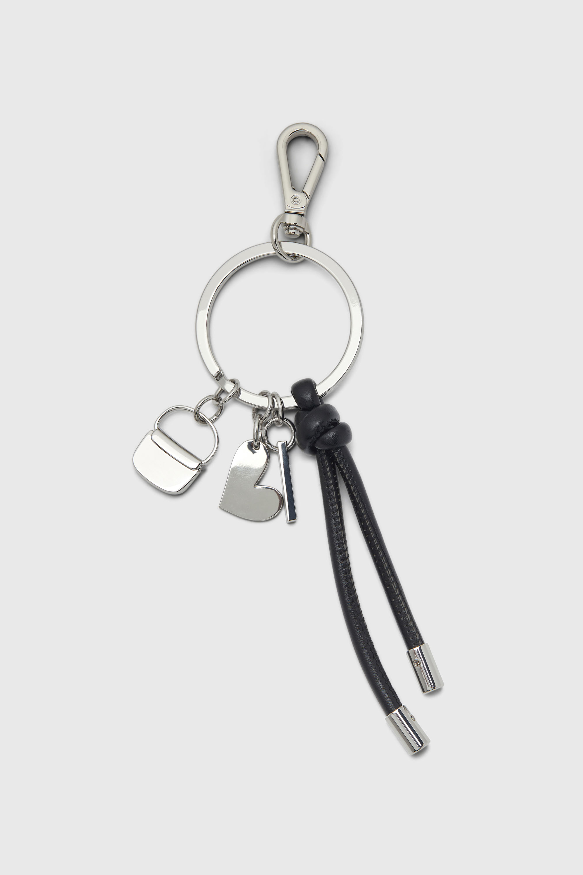 Diesel - MULTI III, Porte-cl&eacute;s orn&eacute; de pendentifs c&oelig;ur et sac Femme in Gris argent&eacute; - 2