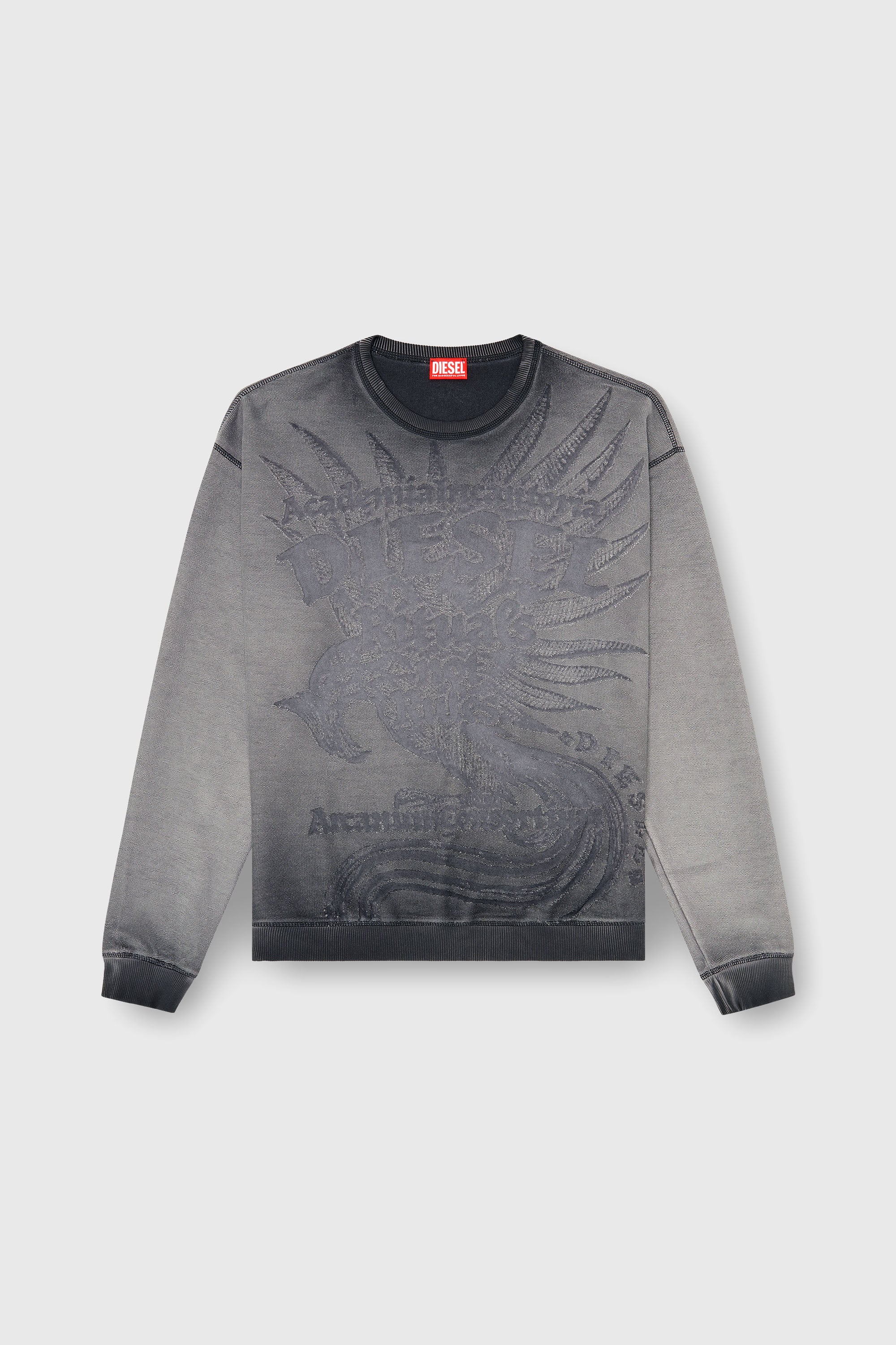 Diesel - S-ARON-RAW, Sweat-shirt avec imprim&eacute; d&eacute;vor&eacute; Homme in Gris - 2
