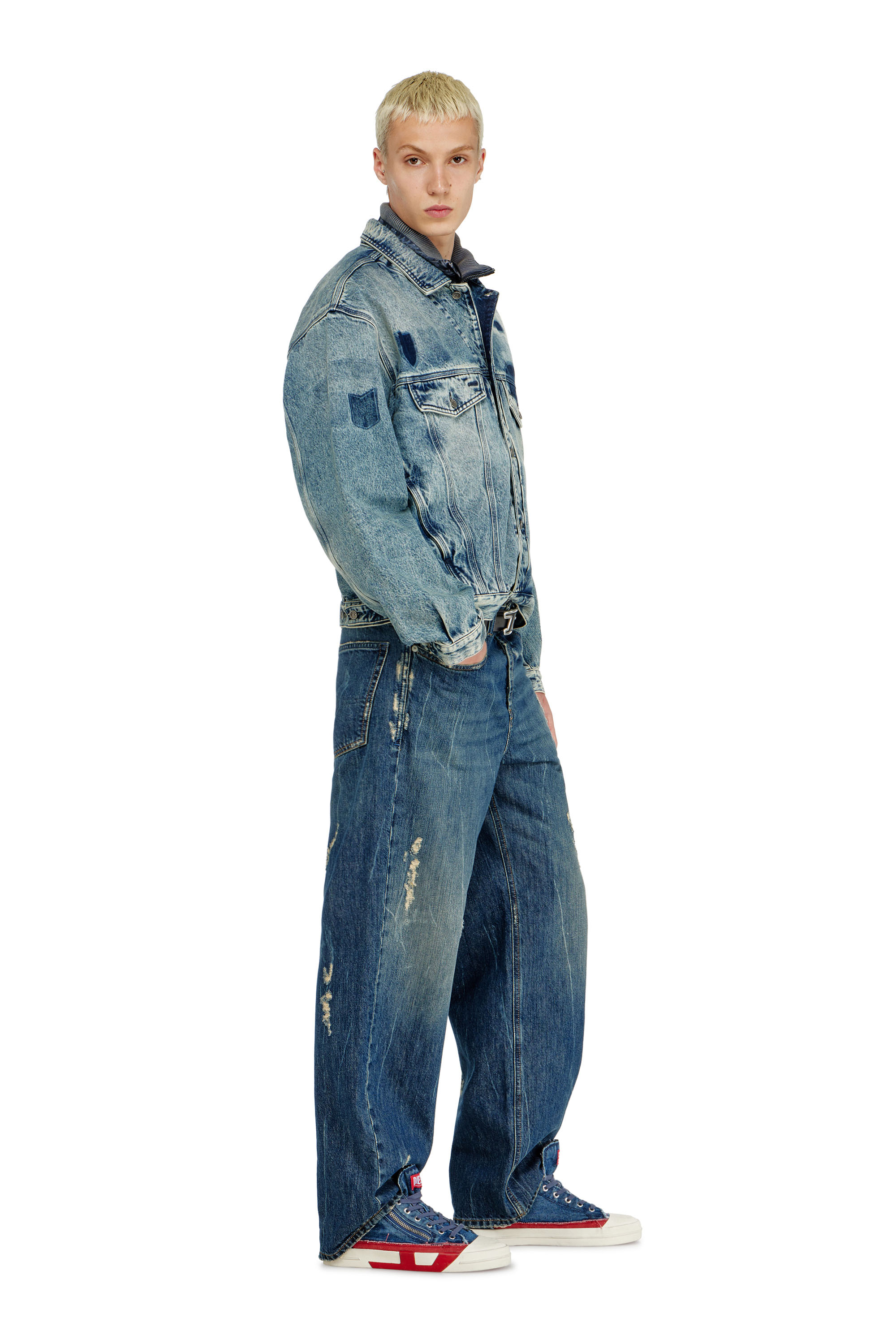 Diesel - Relaxed Jeans 2001 D-Macro 09Q28 Homme, Bleu moyen - Image 4
