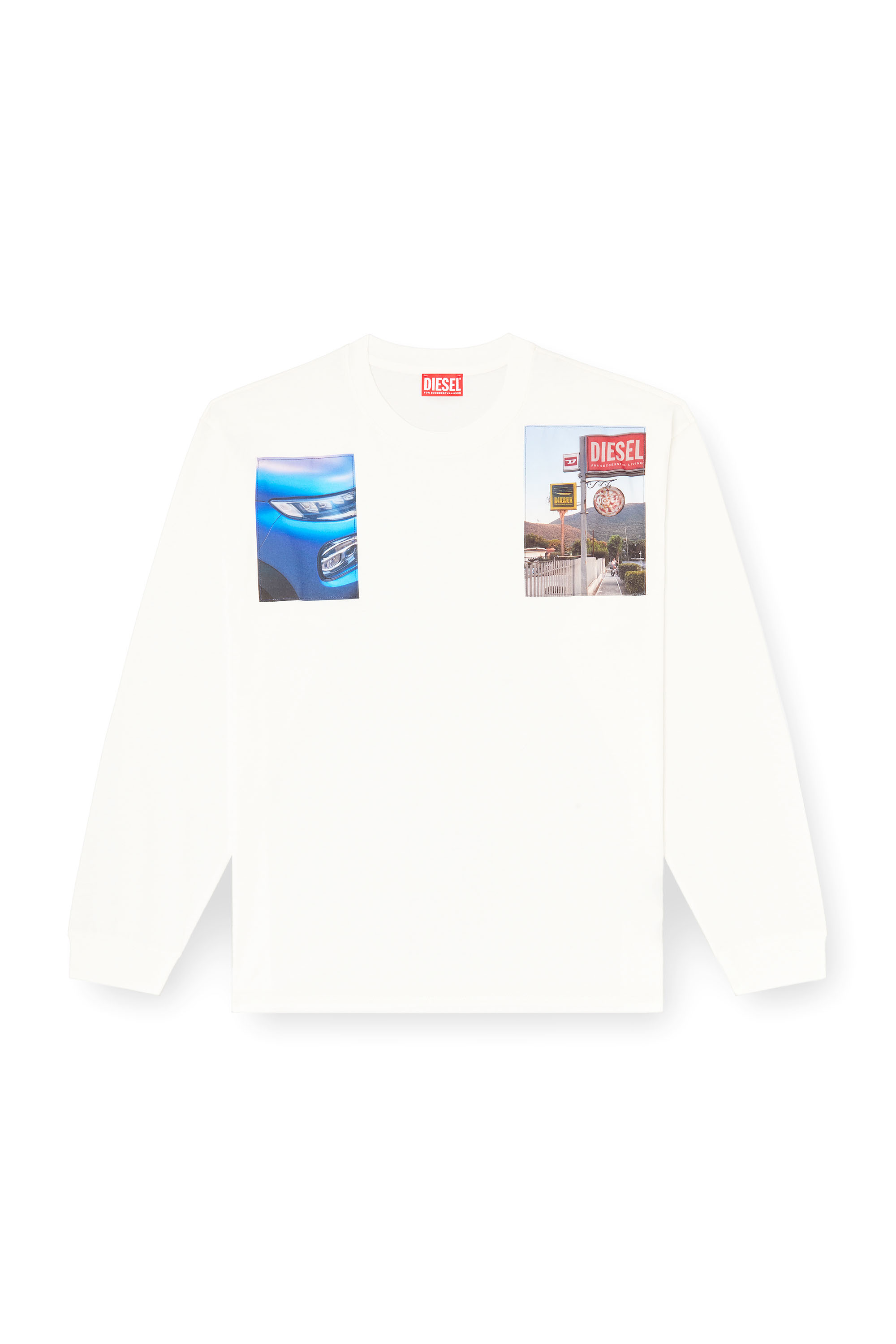 Diesel - T-BOXT-LS-T5, T-shirt à manches longues avec empiècements photo de logo Homme in Blanc - 3