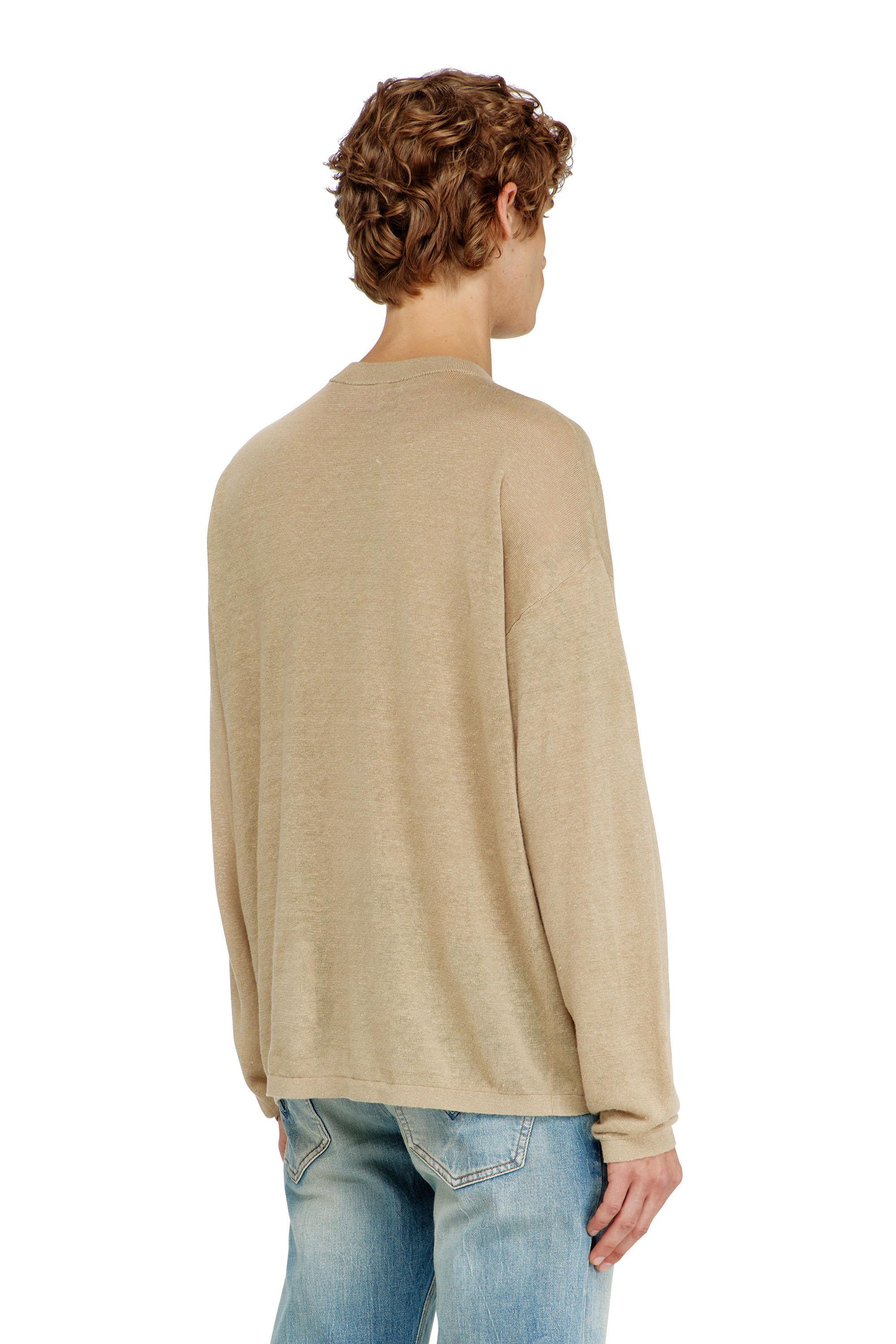 Diesel - K-ARMINS, Pull en lin avec imprim&eacute; Phoenix d&eacute;lav&eacute; Homme in Beige - 4