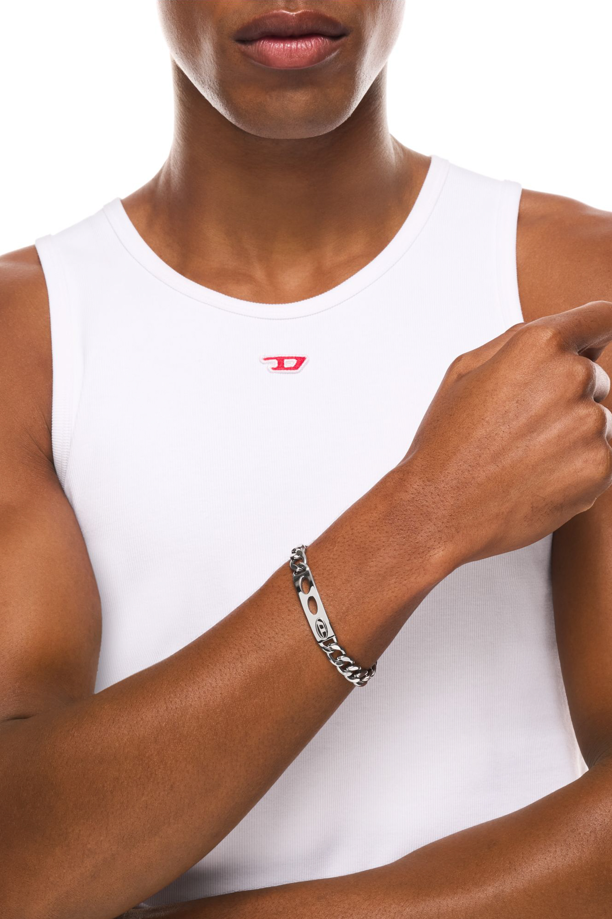 Diesel - DX166340 JEWELLERY, Bracelet d'identit&eacute; en acier inoxydable Mixte in Gris argent&eacute; - 4