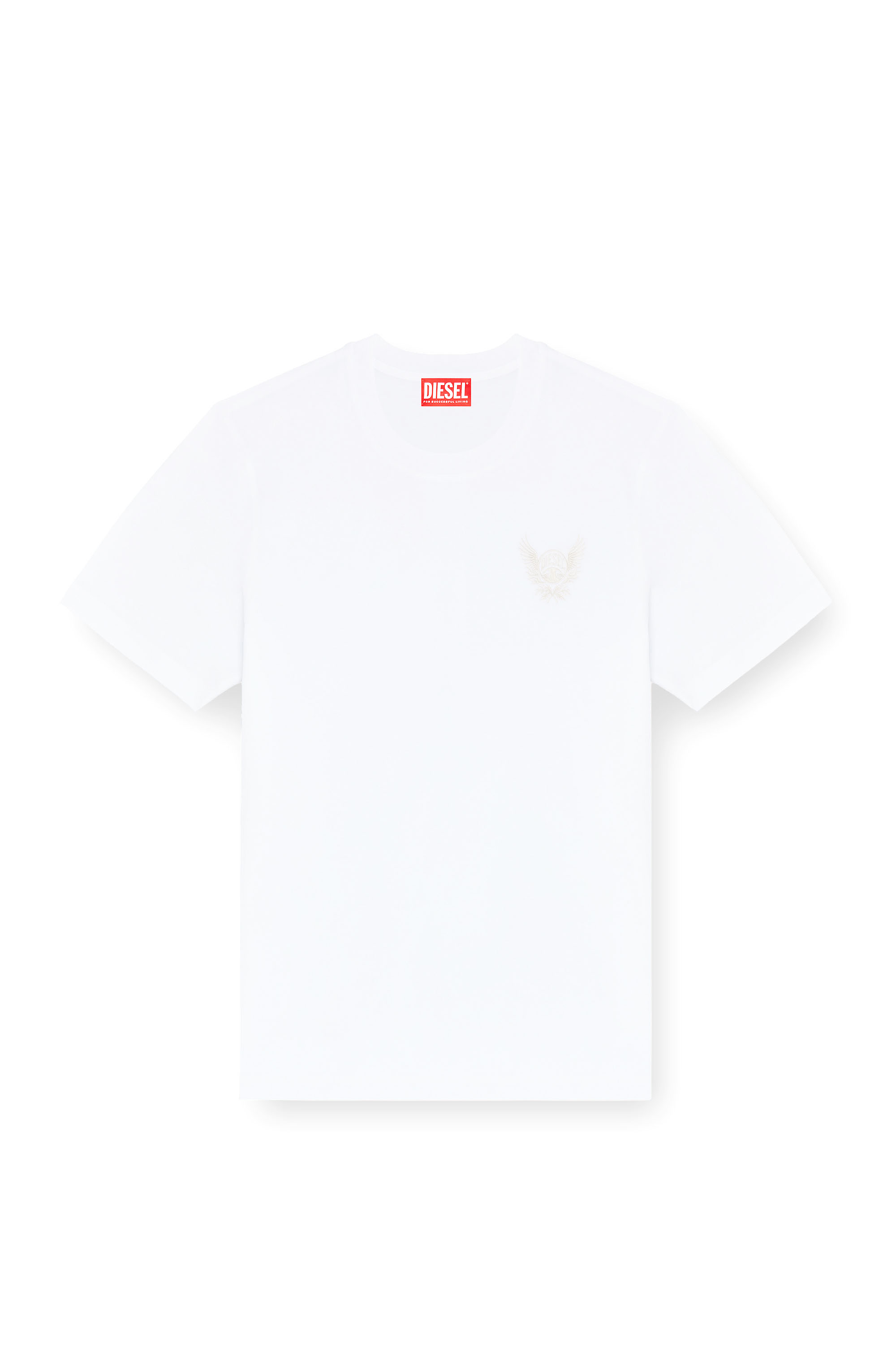 Diesel - T-ADJUST-AA8, T-shirt en coton avec motif logo sur la poitrine Homme in Blanc - 3
