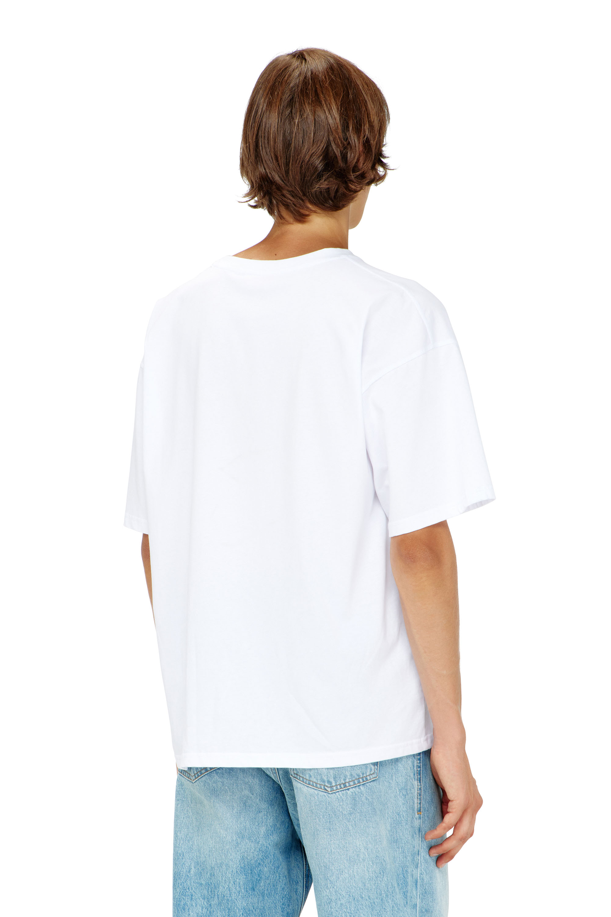 Diesel - T-BOXT-DCO, T-shirt en coton d&eacute;contract&eacute;e avec broderie Oval D Homme in Blanc - 4
