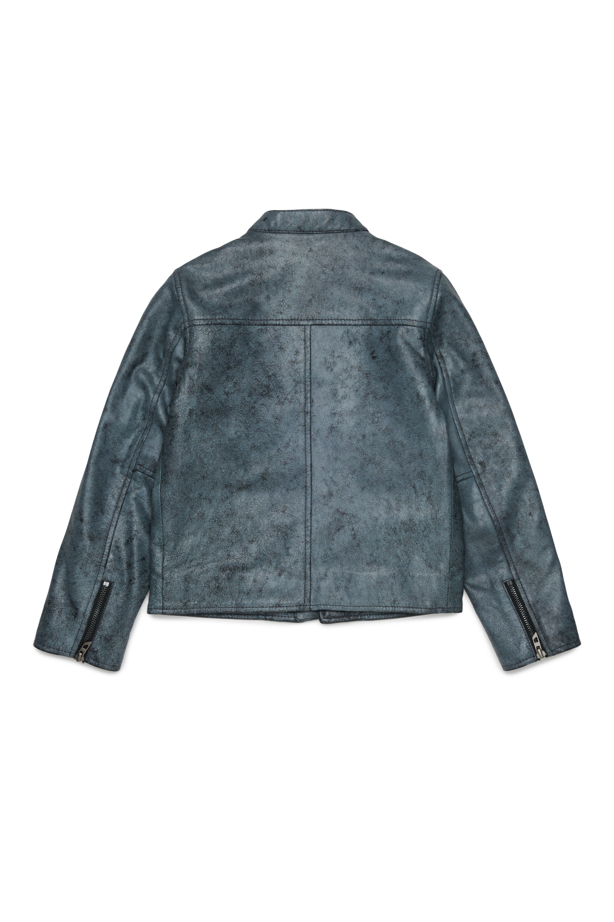 Diesel - JLEVERT, Veste biker en cuir avec maxi logo Homme in Noir - 2
