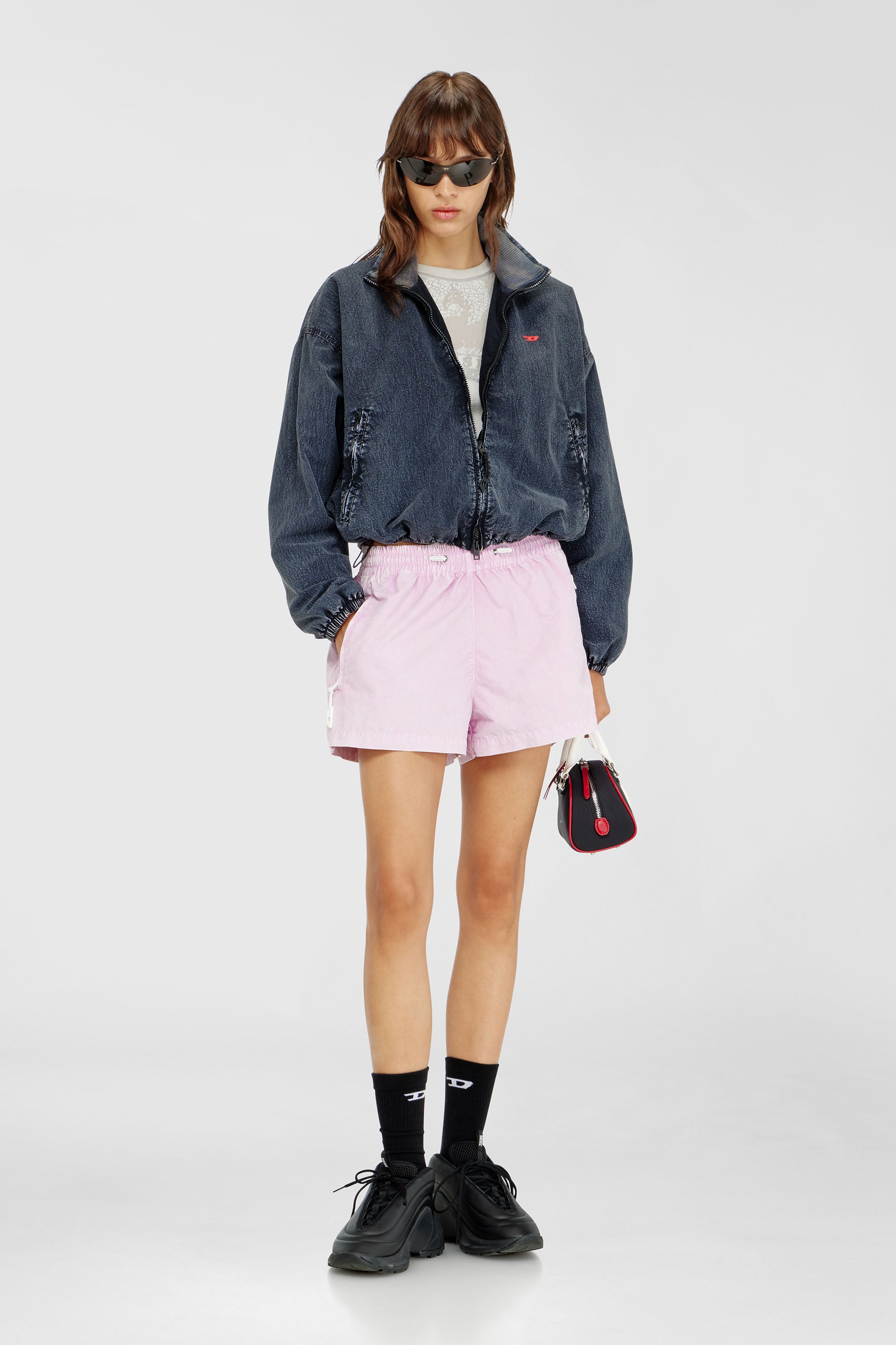 Diesel - G-LEAMER, Veste coupe-vent en taslan acid-washed Femme in Bleu - 2