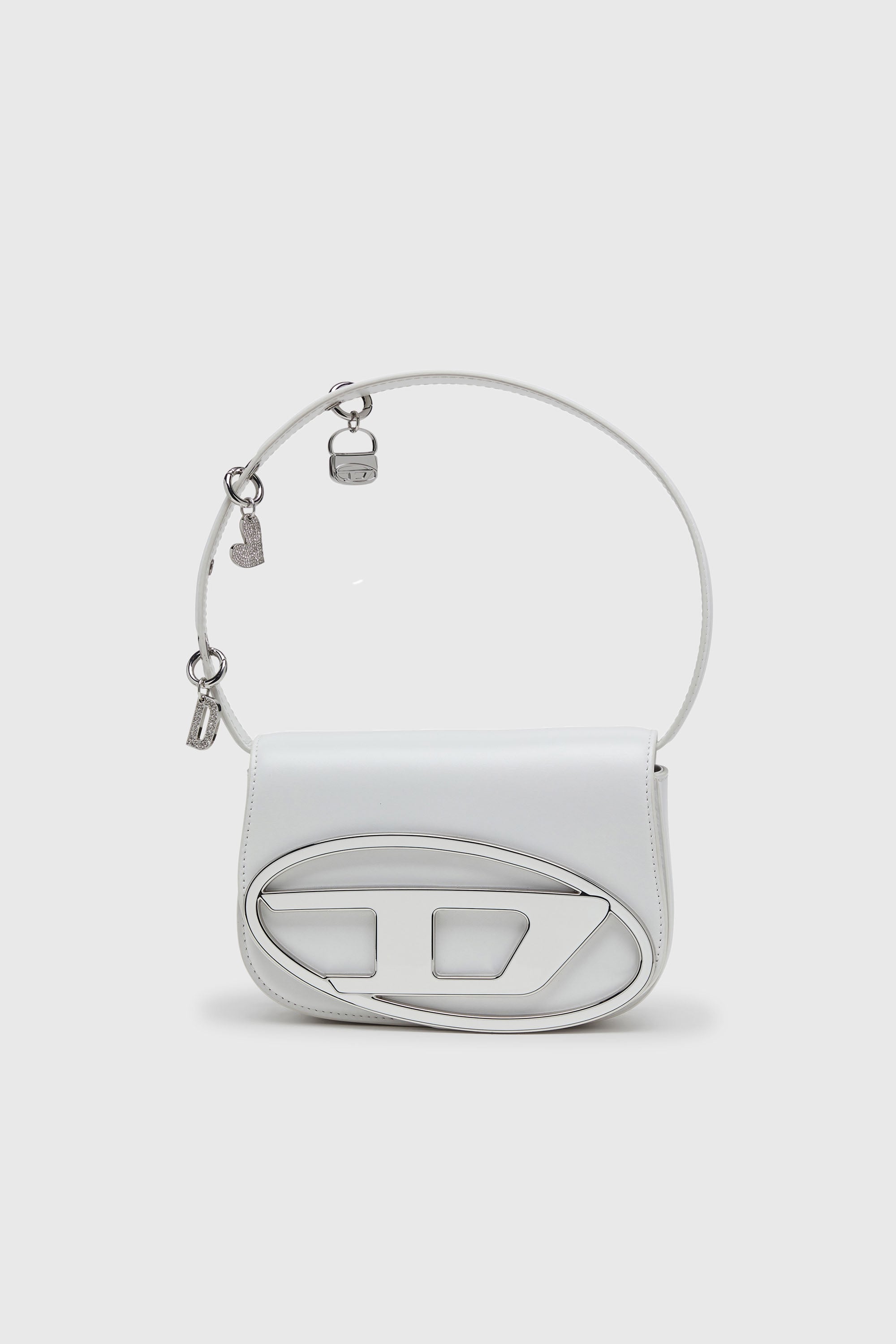 Diesel - 1DR, 1DR - Sac iconique &agrave; bandouli&egrave;re en cuir avec breloques poign&eacute;e Femme in Blanc - 1