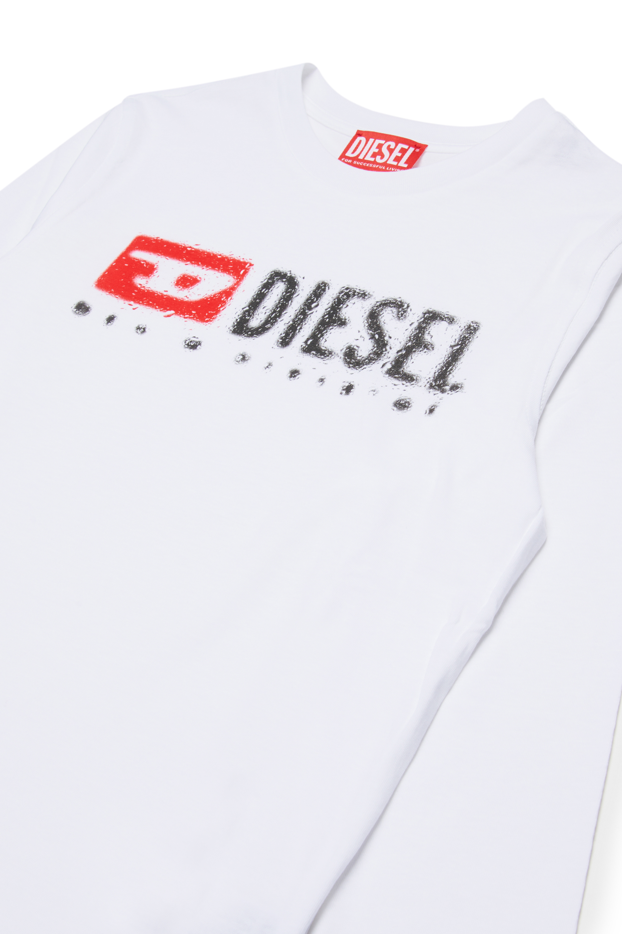 Diesel - TDROPS, T-shirt ras du cou en coton avec logo imprimé Homme in Blanc - 3