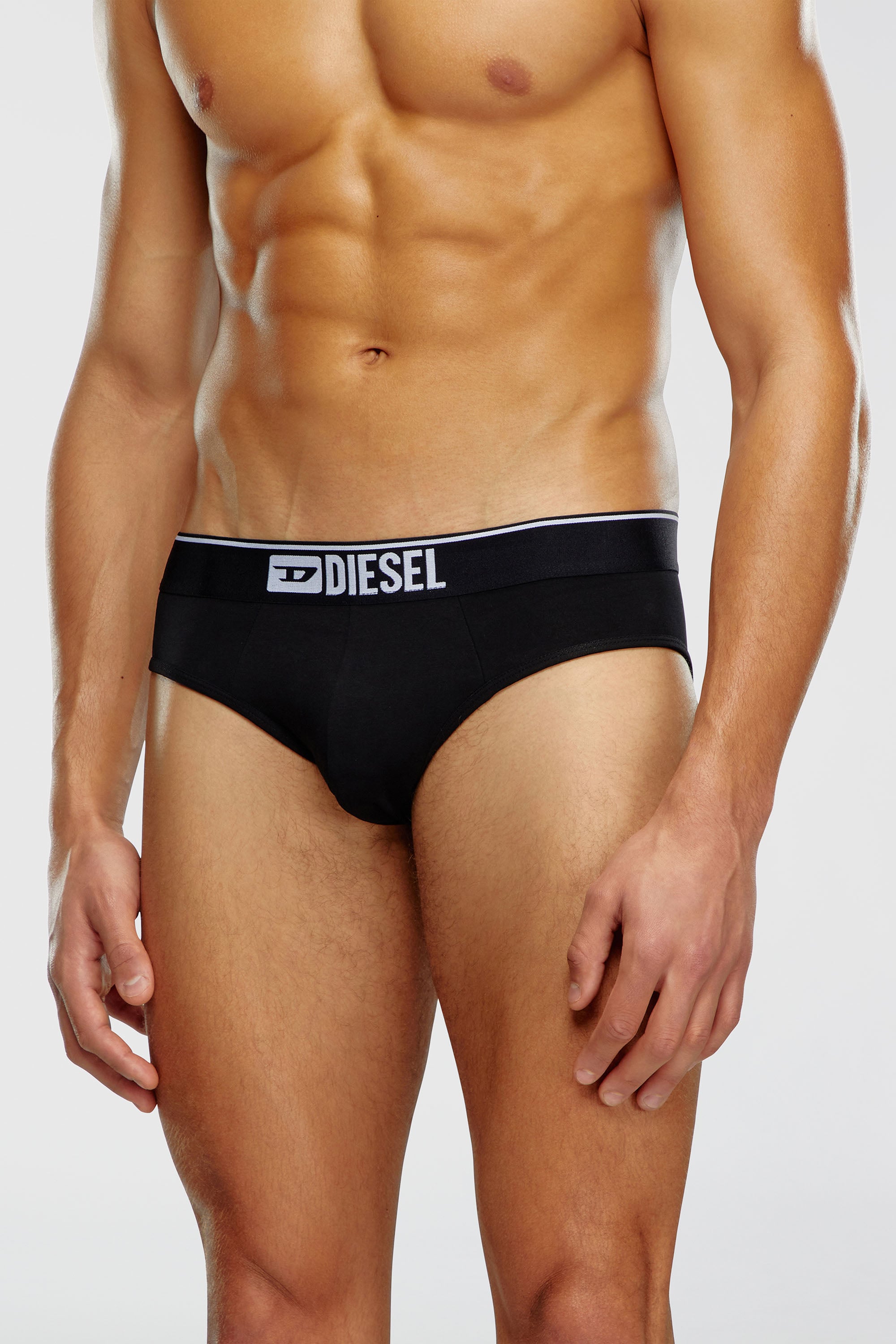 Diesel - UMBR-ANDRETHREEPACK, Lot de trois slips couleur unie &agrave; logo Homme in Noir - 3
