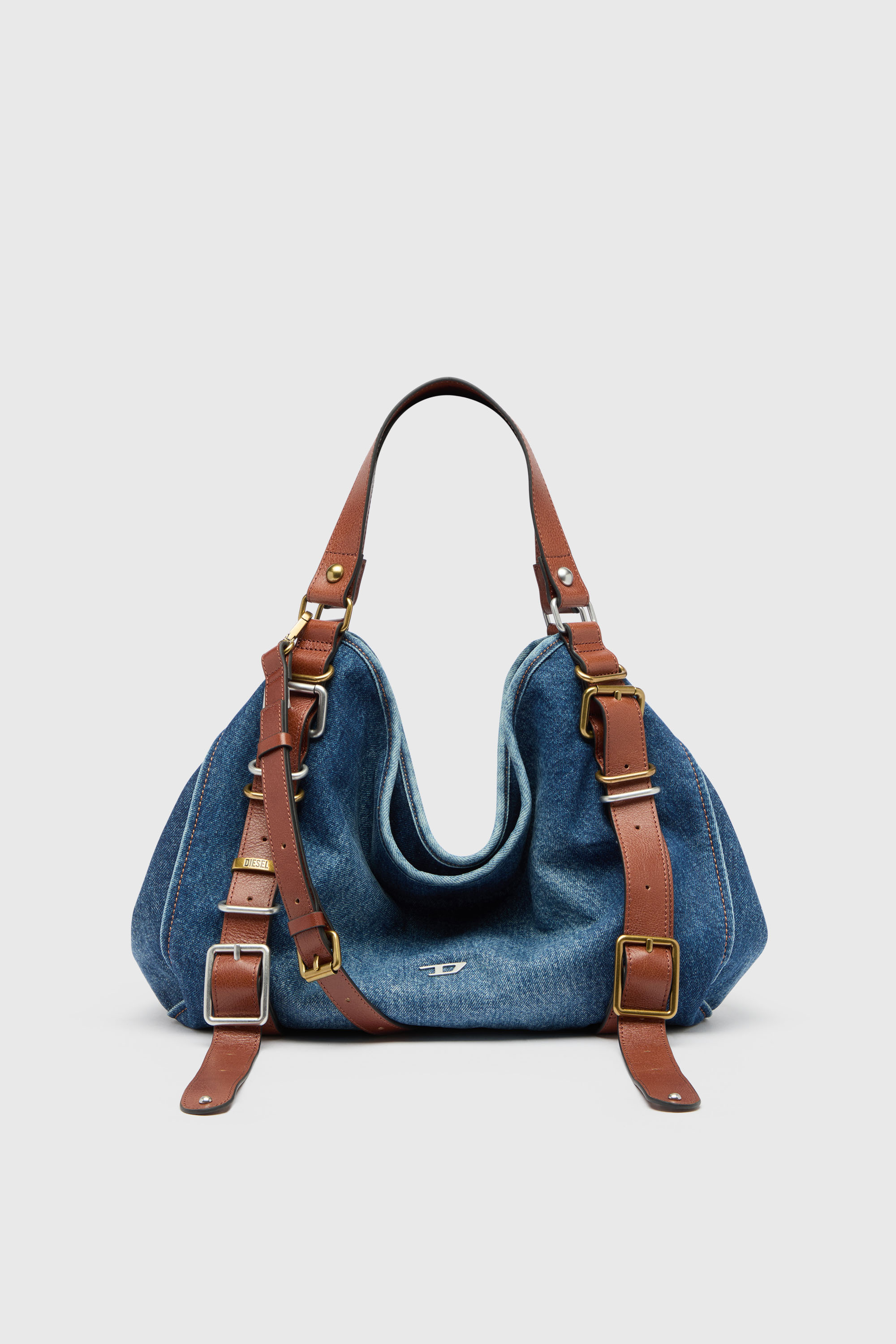 Diesel - D-ONE TOPHANDLE M, D-One-Medium sac &agrave; poign&eacute;e sup&eacute;rieure en denim et cuir Femme in ToBeDefined - 1
