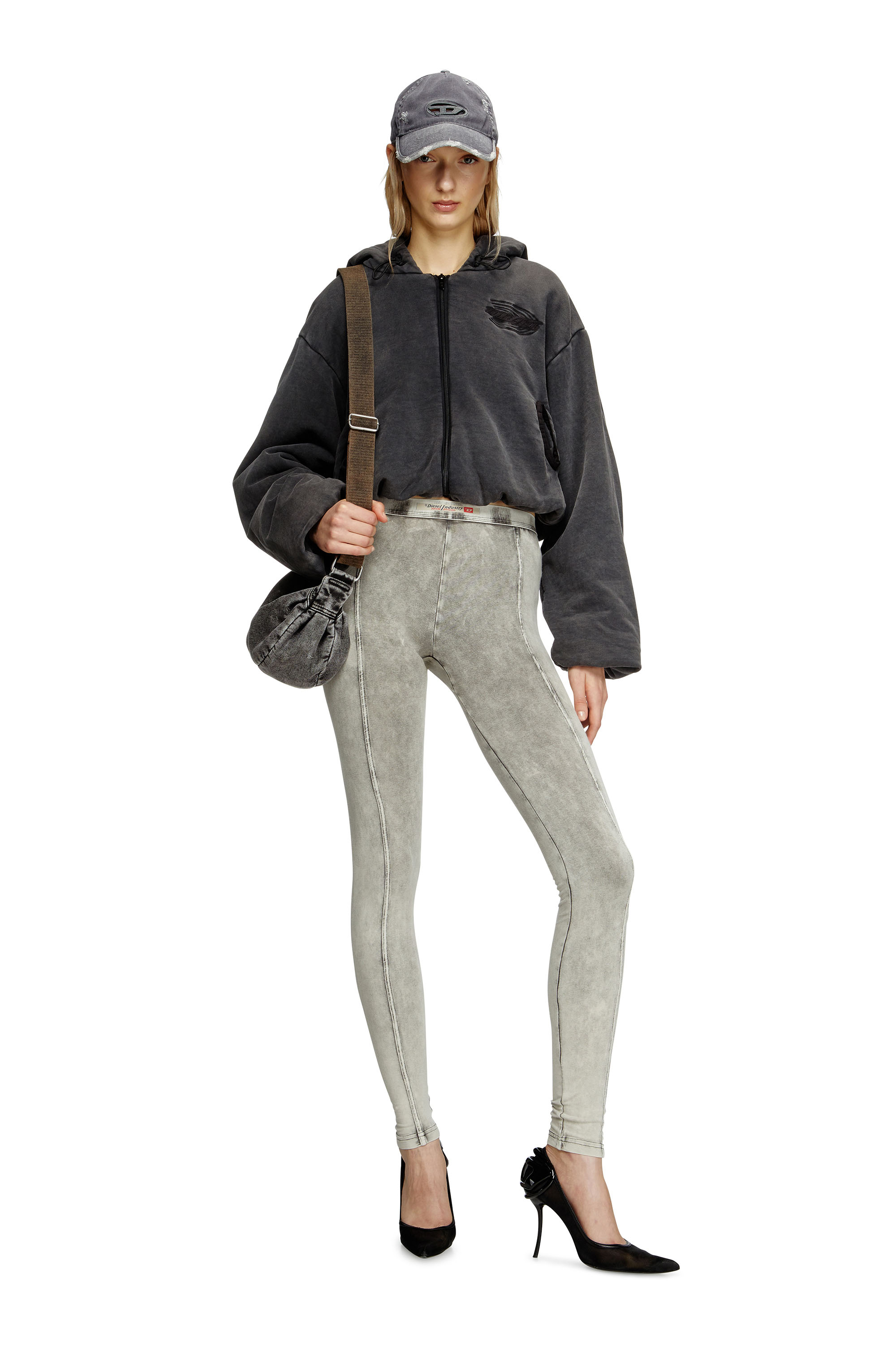 Diesel - F-ENERDÌ, Sweat-shirt à capuche crop zippé Femme in Noir - 1