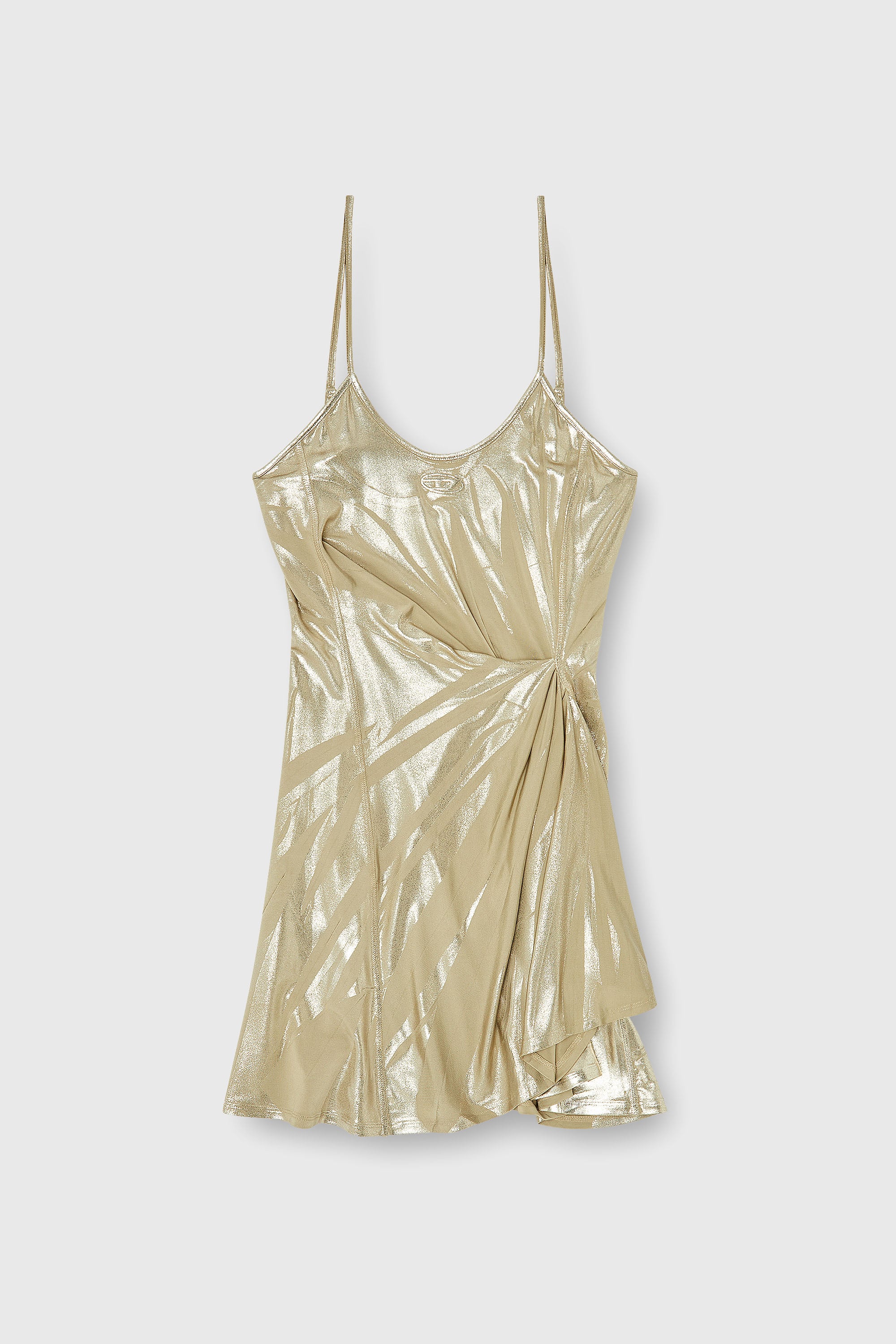 Diesel - D-INVY, Robe mini en jersey stretch &agrave; finition m&eacute;tallis&eacute;e Femme in Dor&eacute; - 2