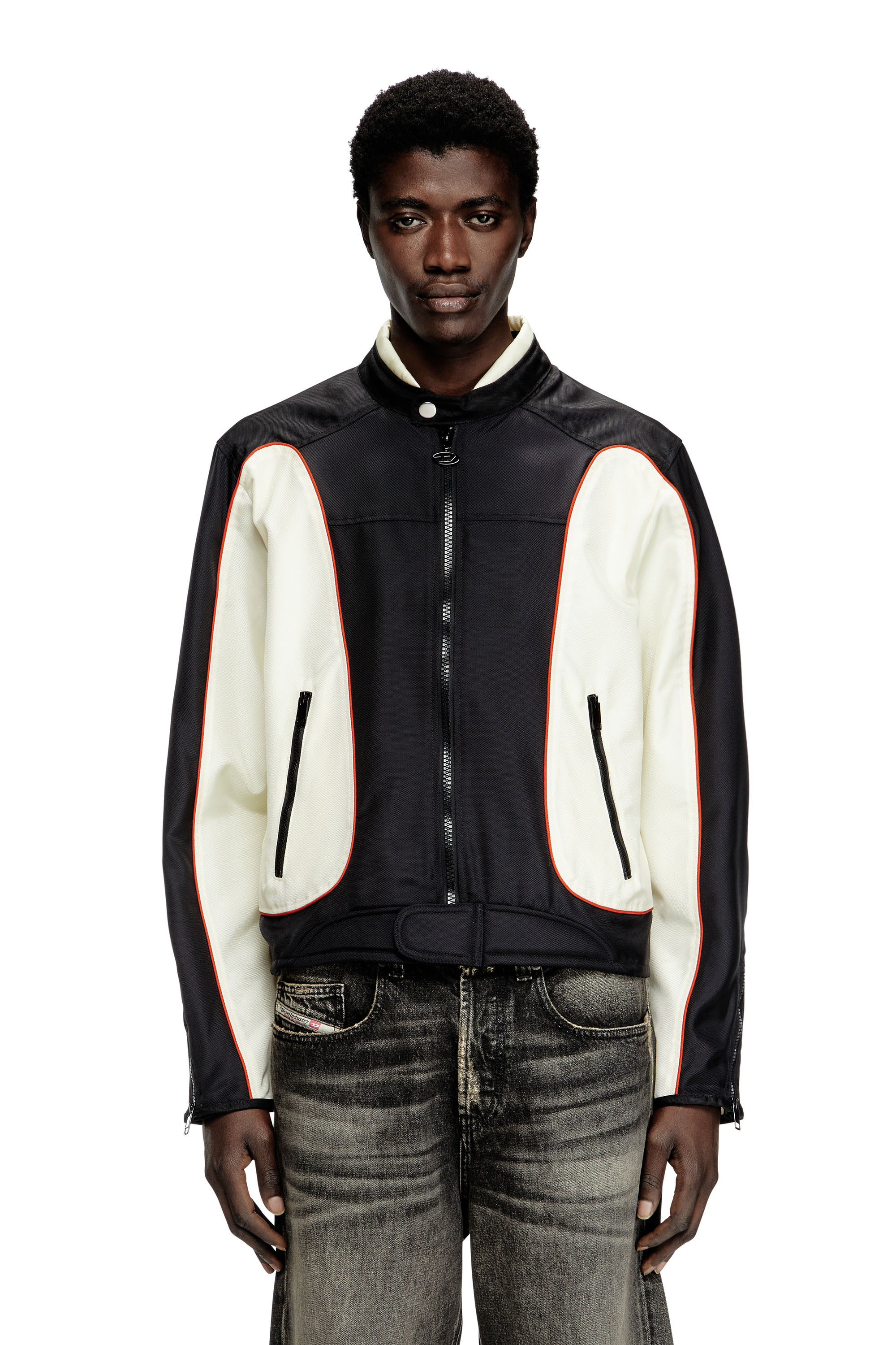 Diesel - J-BLINK-A, Veste biker color-block avec passepoil Homme in Polychrome - 1
