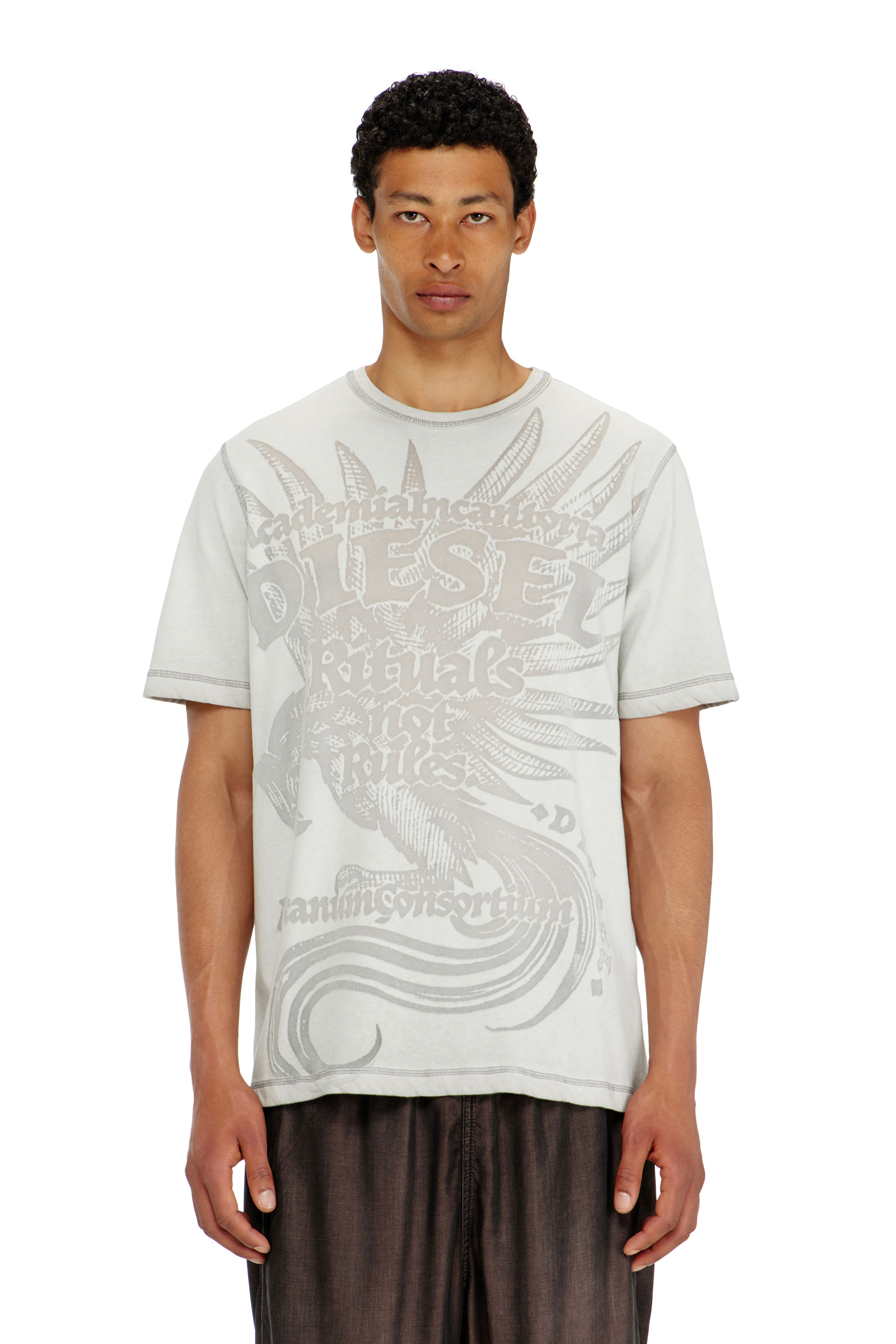 Diesel - T-RAWJUST-AA1, T-shirt en jersey avec motif emboss&eacute; Homme in Gris - 1