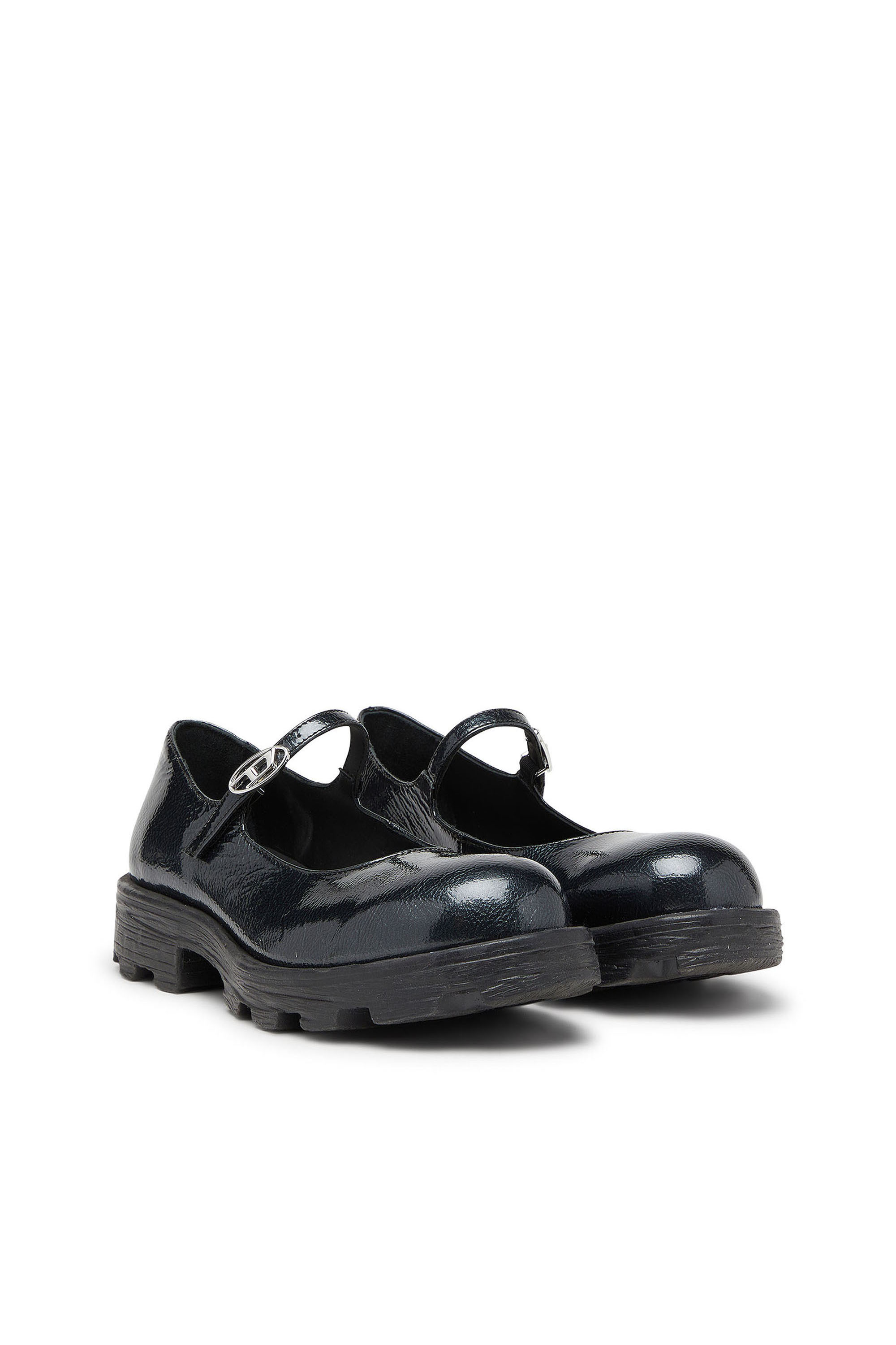 Diesel - D-HAMMER MARY JANE, D-Hammer - Babies &agrave; semelle crant&eacute;e en cuir verni Femme in Noir - 2