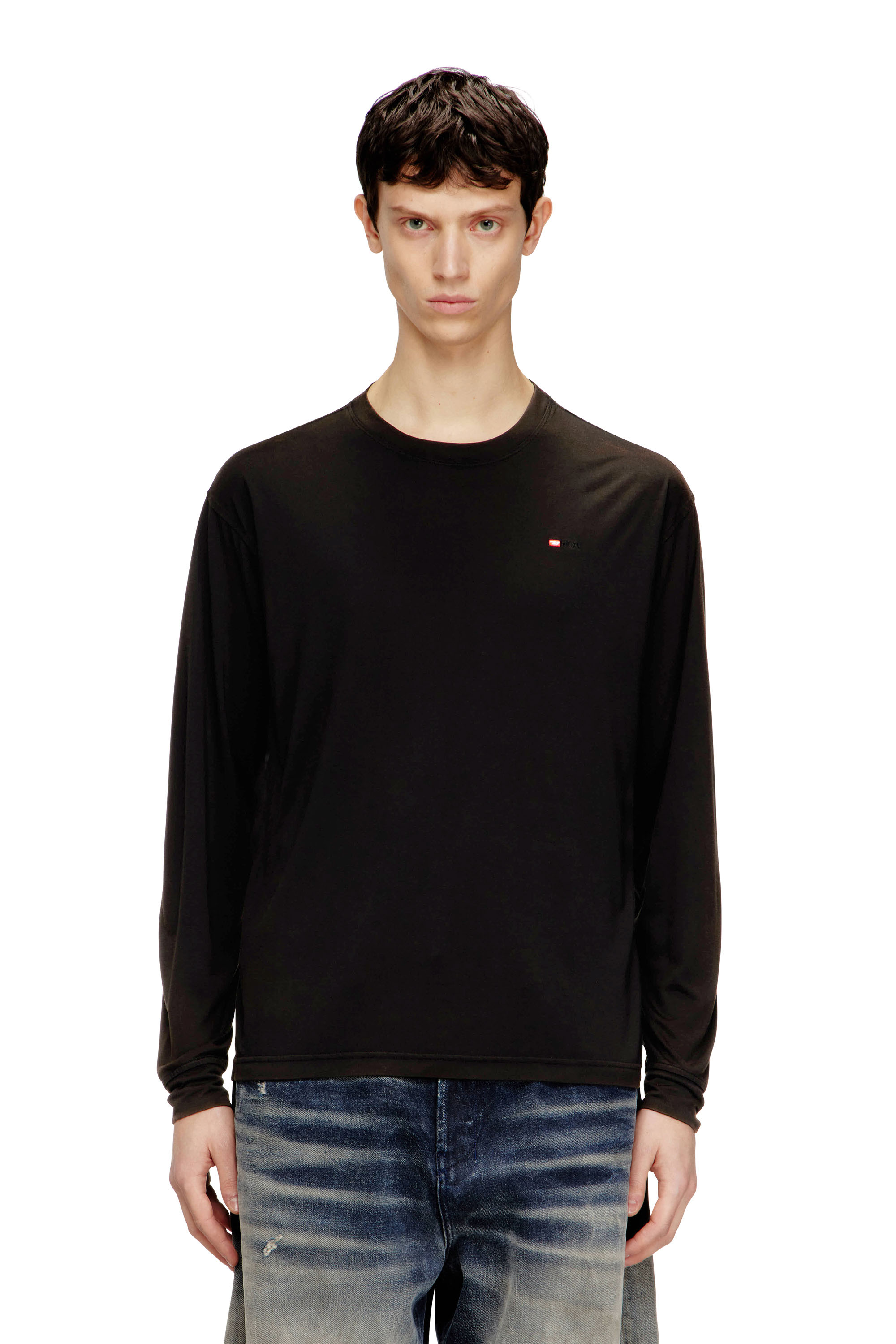 Diesel - T-NORMS-LS, T-shirt &agrave; manches longues fluide avec micro broderie Homme in ToBeDefined - 1