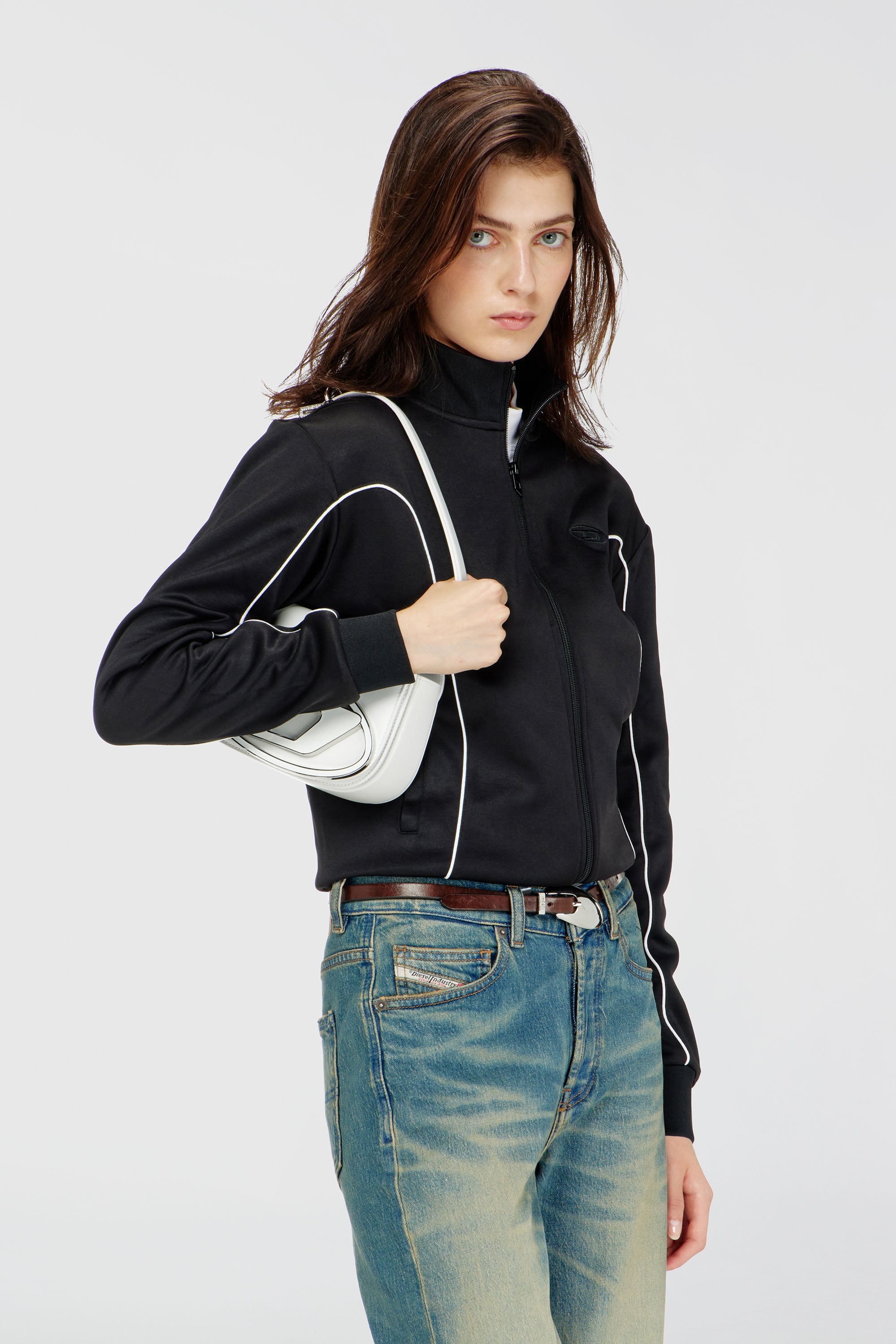Diesel - F-LOCKING-OD, Veste en molleton avec passepoil contrastant Femme in Polychrome - 1