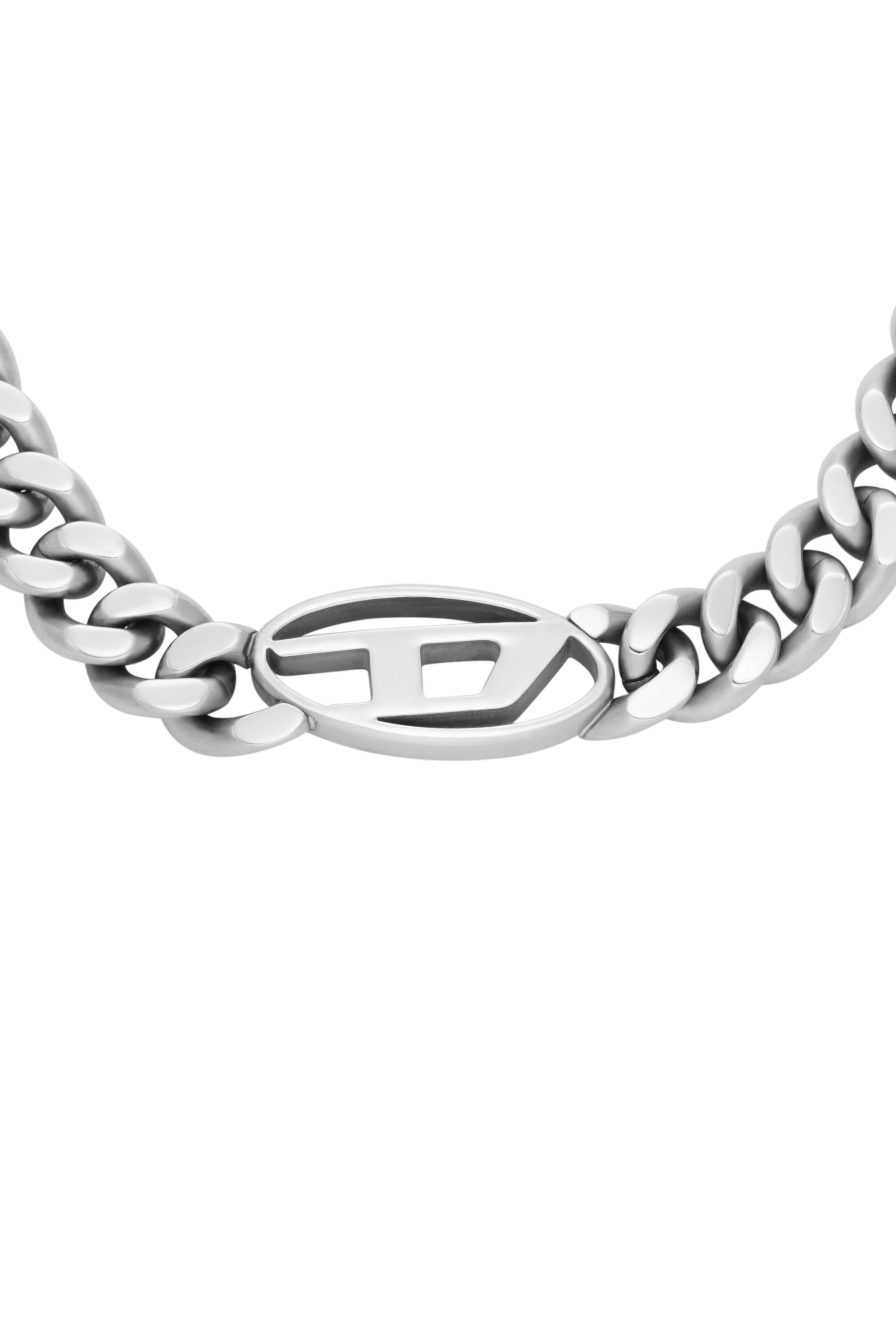 Diesel - DX1433, Choker avec logo D ovale Homme in Gris argenté - 2