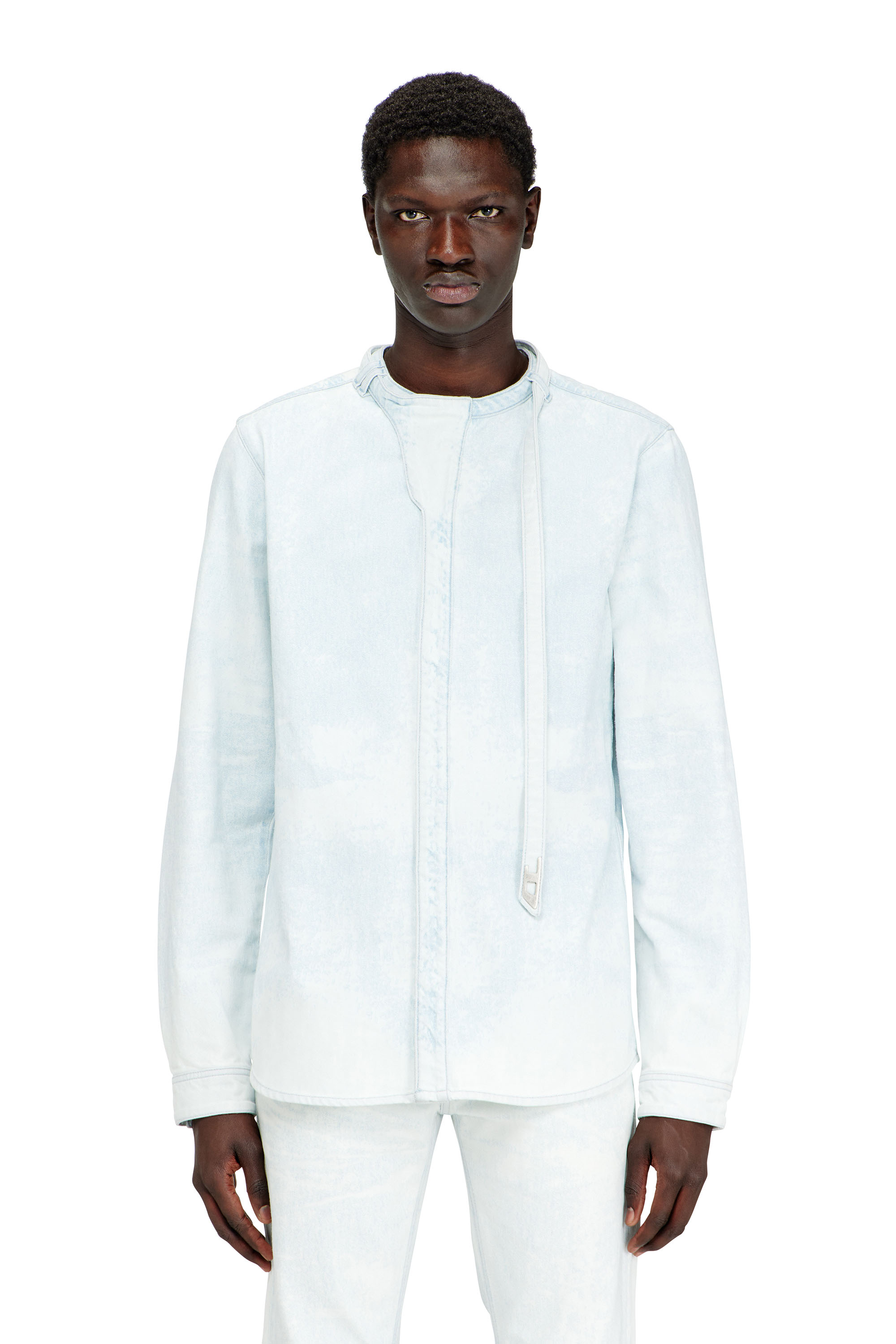 Diesel - D-TYLLAR-FSI, Chemise en denim satin bleu glac&eacute; Homme in Bleu - 1