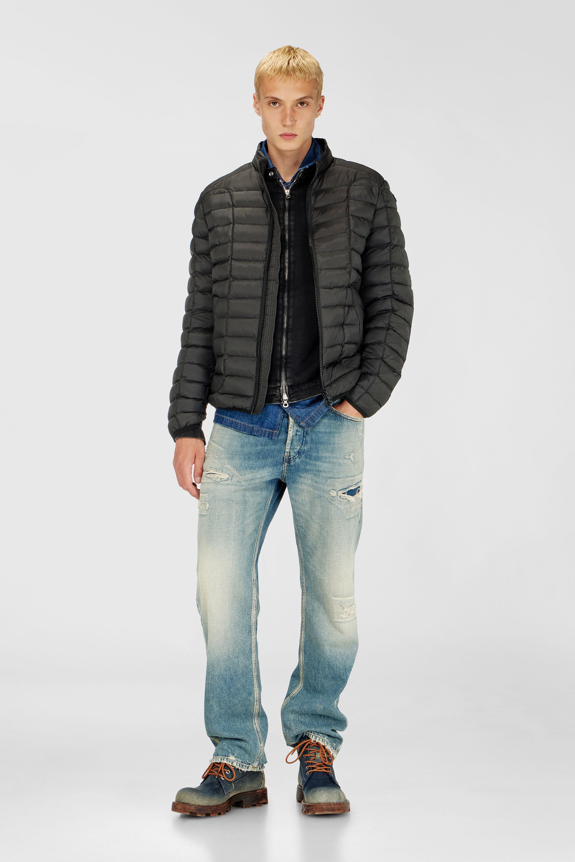 Diesel - W-PILOT, Veste doudoune en nylon l&eacute;ger Homme in Noir - 1