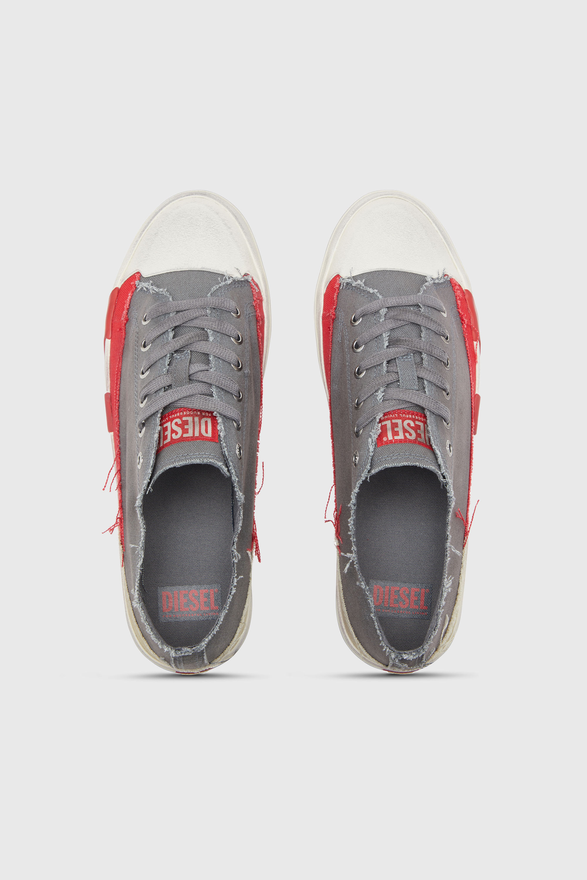 Diesel - S-D-VERSE LOW, S-D-Verse-Baskets en toile &agrave; effet sali Homme in Gris - 4
