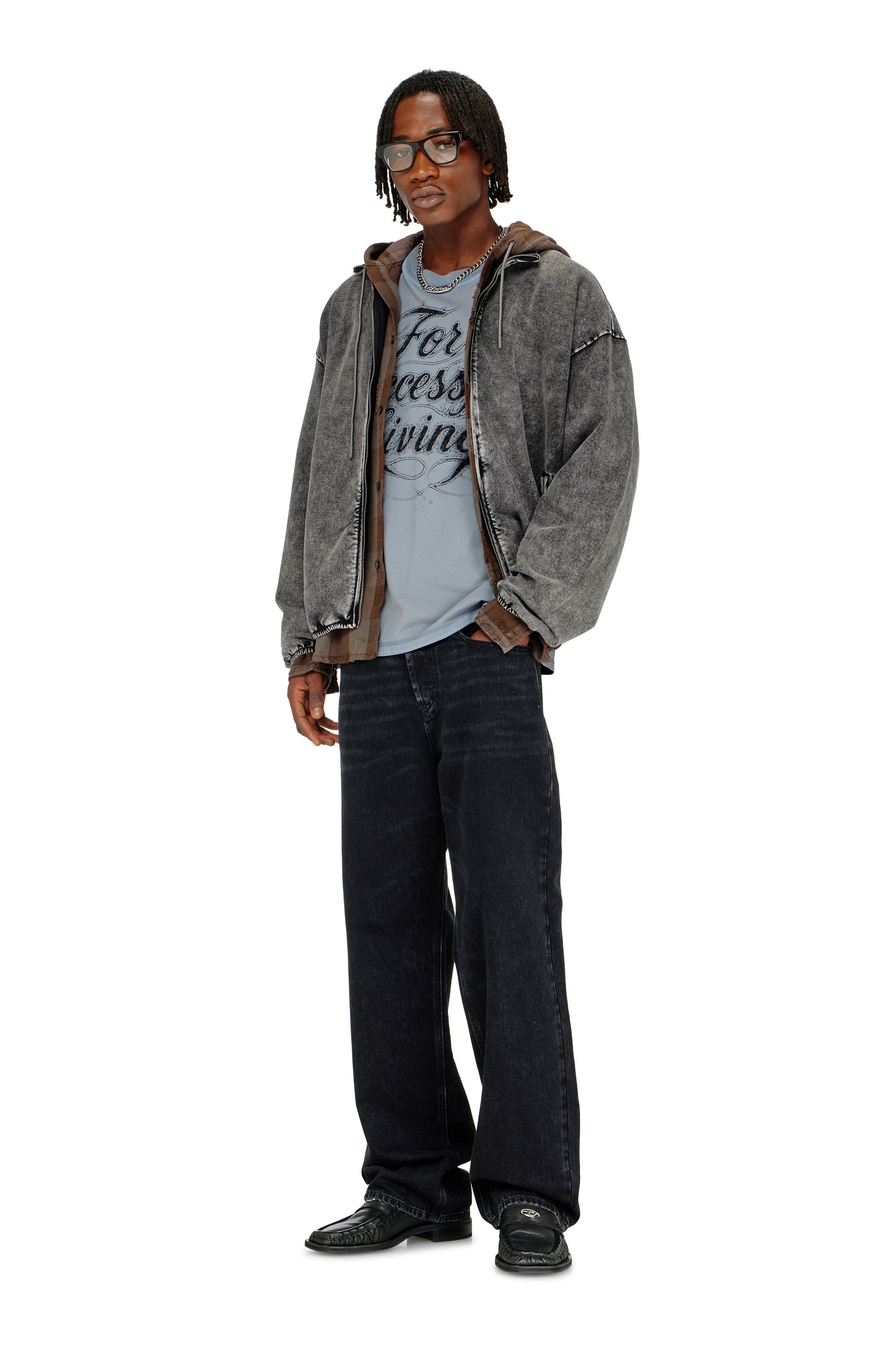Diesel - S-CORSY, Veste sweat effet denim Homme in Gris - 2