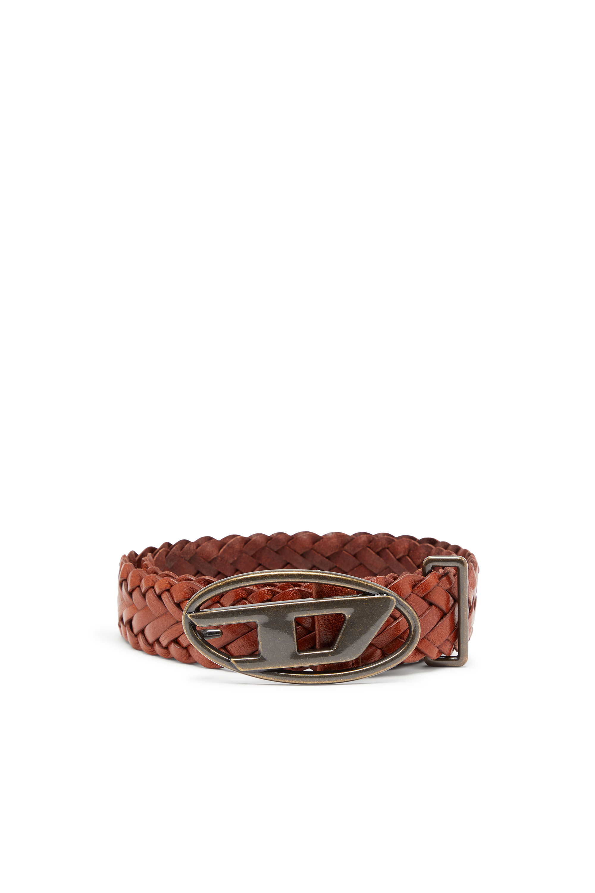 Diesel - B-1DR BRAIDERED, Ceinture en cuir tress&eacute; de 4 cm Mixte in Marron - 1