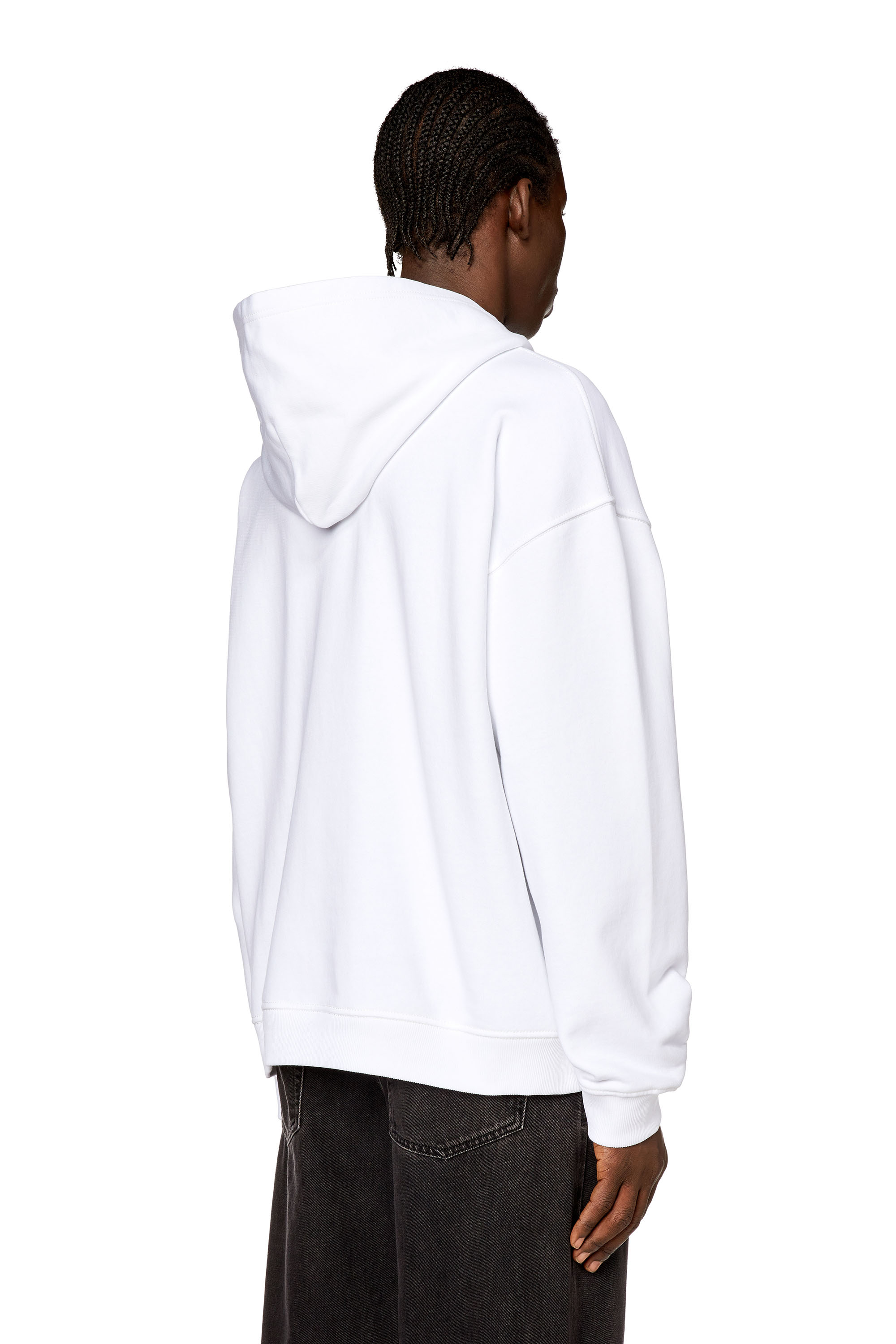 Diesel - S-BOXT-HOOD-N2, Homme Sweat-shirt à capuche avec imprimé Big D Is Back in Blanc - Image 3
