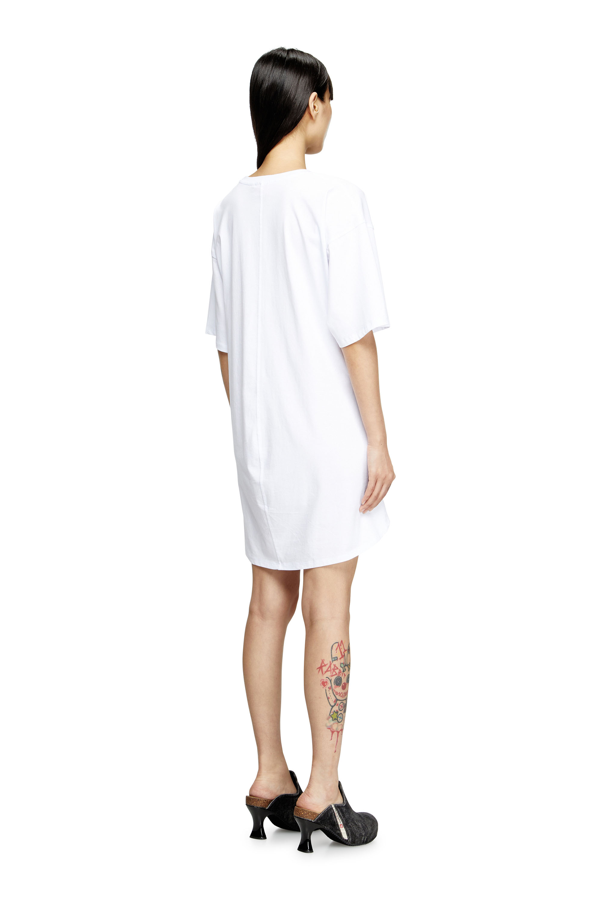 Diesel - D-EIVOR, Robe T-shirt avec nœud à l'avant Femme in Blanc - 4