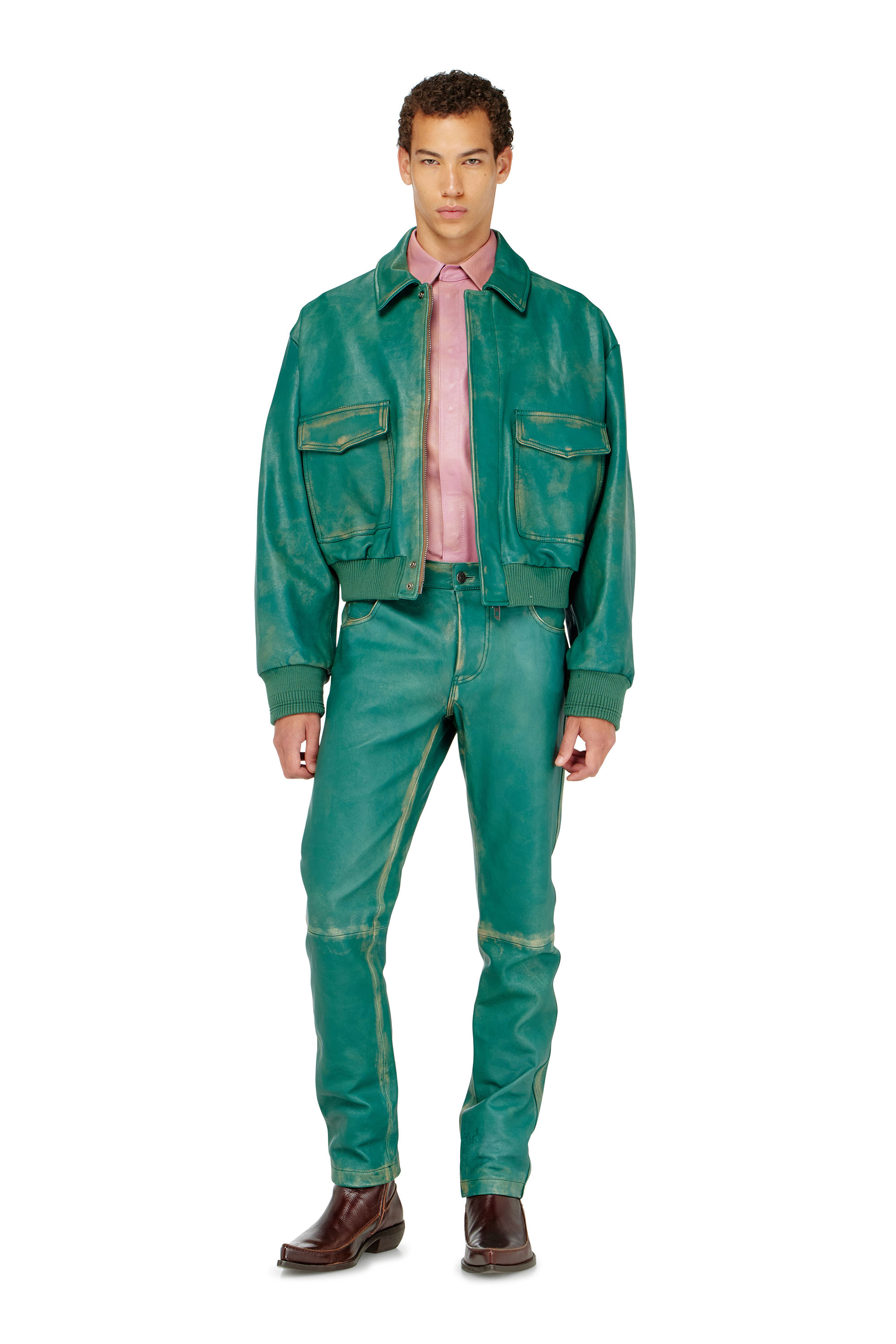 Diesel - P-OCKET, Pantalon en cuir trait&eacute; Homme in ToBeDefined - 1