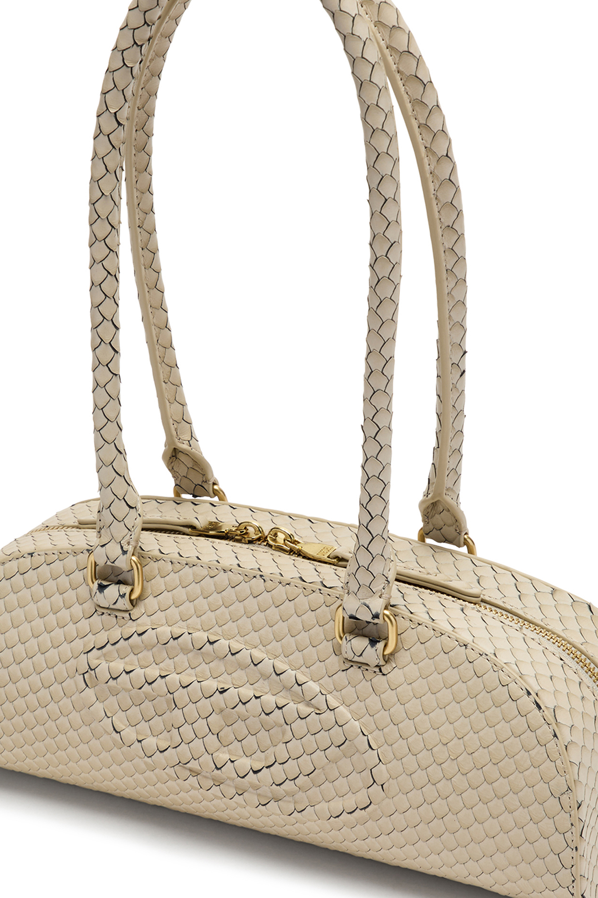Diesel - 1DR DOME SHOULDER EW, 1DR Dome-Sac bowling allong&eacute; en cuir textur&eacute; Femme in Beige - 5