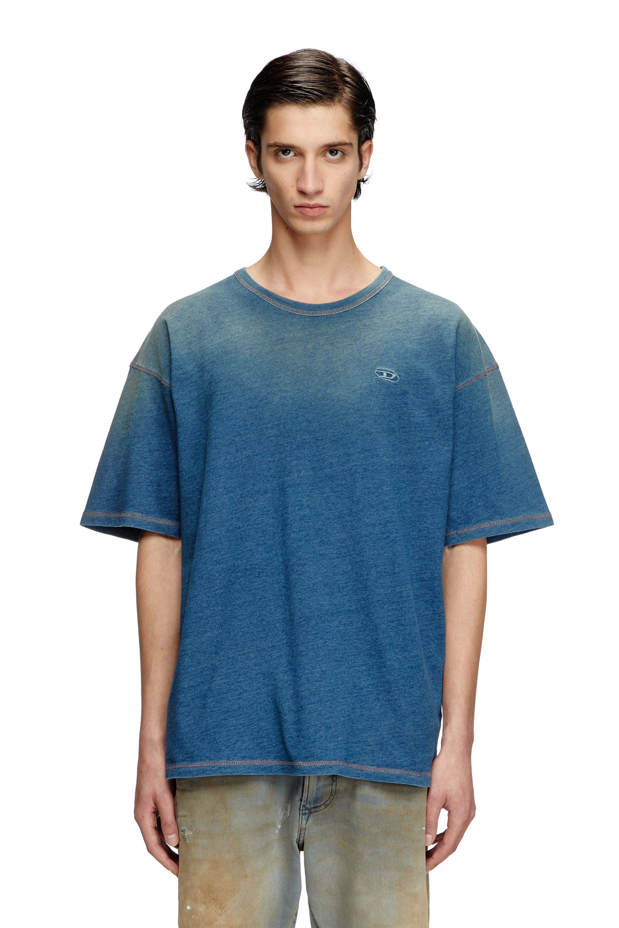 Diesel - T-BOXT-R11, T-shirt avec traitement par pulvérisation Homme in Bleu - 1