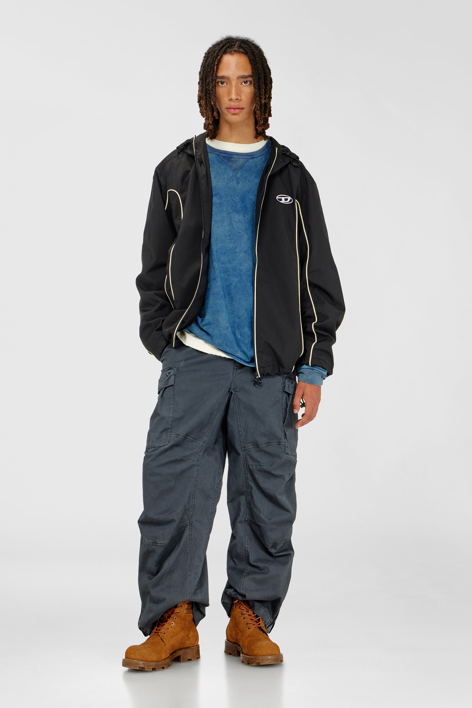 Diesel - J-HIVES, Coupe-vent avec passepoil contrast&eacute; Homme in Noir - 2