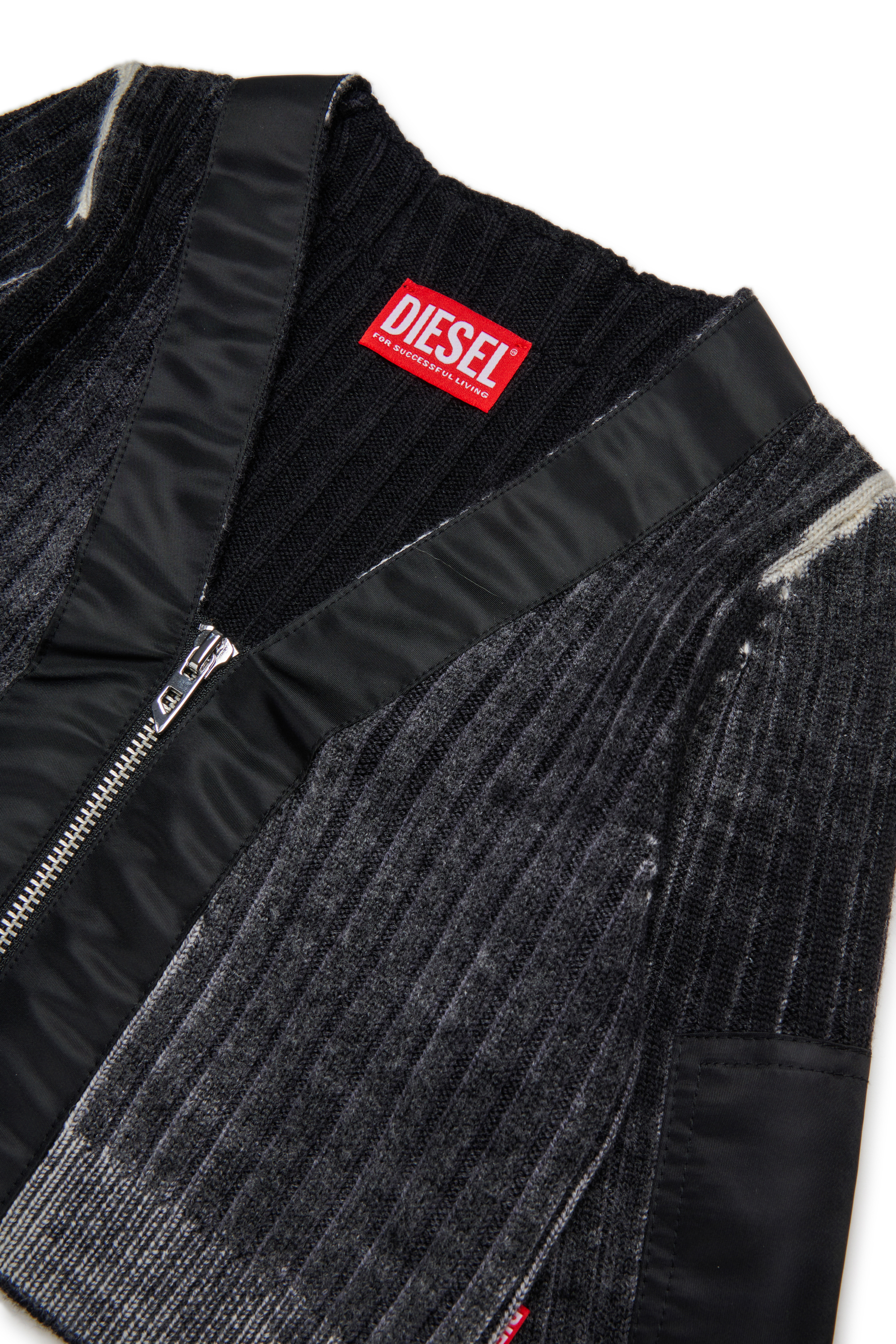 Diesel - KMASERA, Pull en laine avec fermeture éclair frontale Femme in Noir - 3
