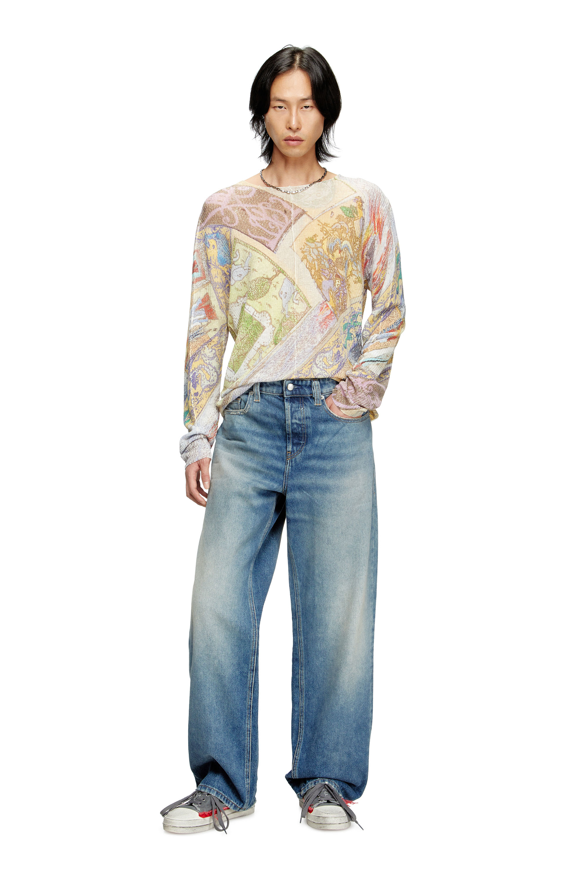Diesel - K-RENTON, Pull en lin avec imprimé médiéval Mixte in Polychrome - 1