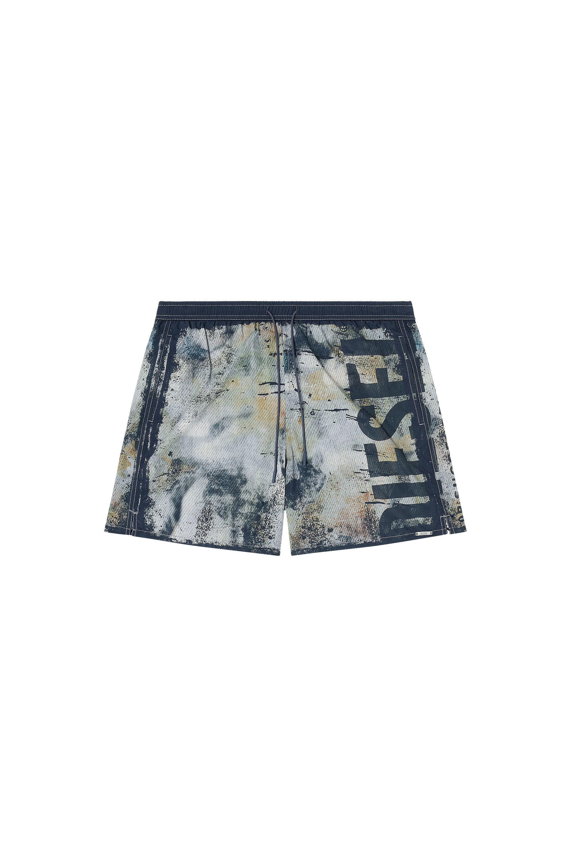 Diesel - SOCCER-41-UTLT, Short de bain avec imprim&eacute; effet us&eacute; et maxi logo Homme in Polychrome - 3