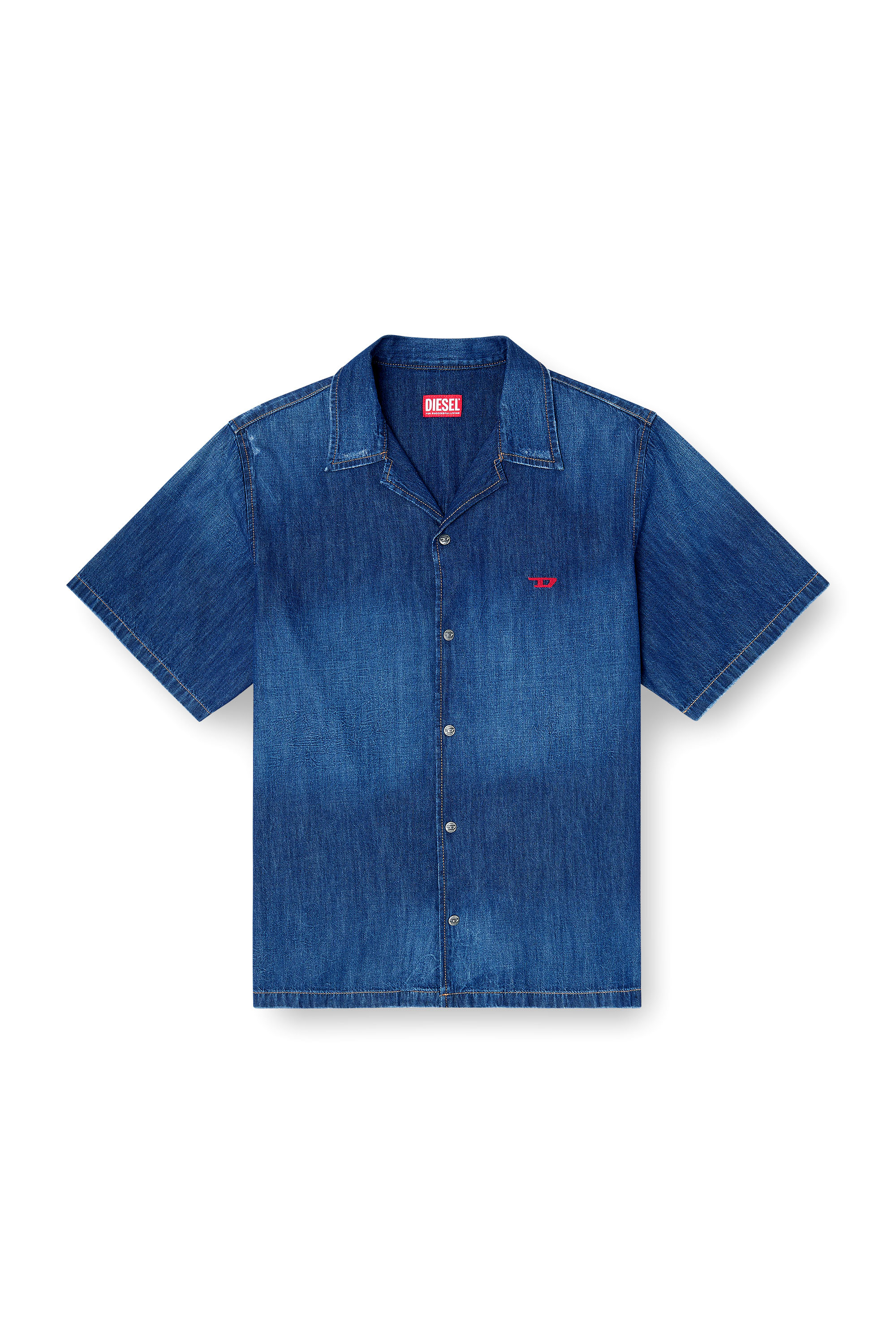 Diesel - D-NABIL-D, Chemise &agrave; manches courtes en denim Homme in Bleu - 3