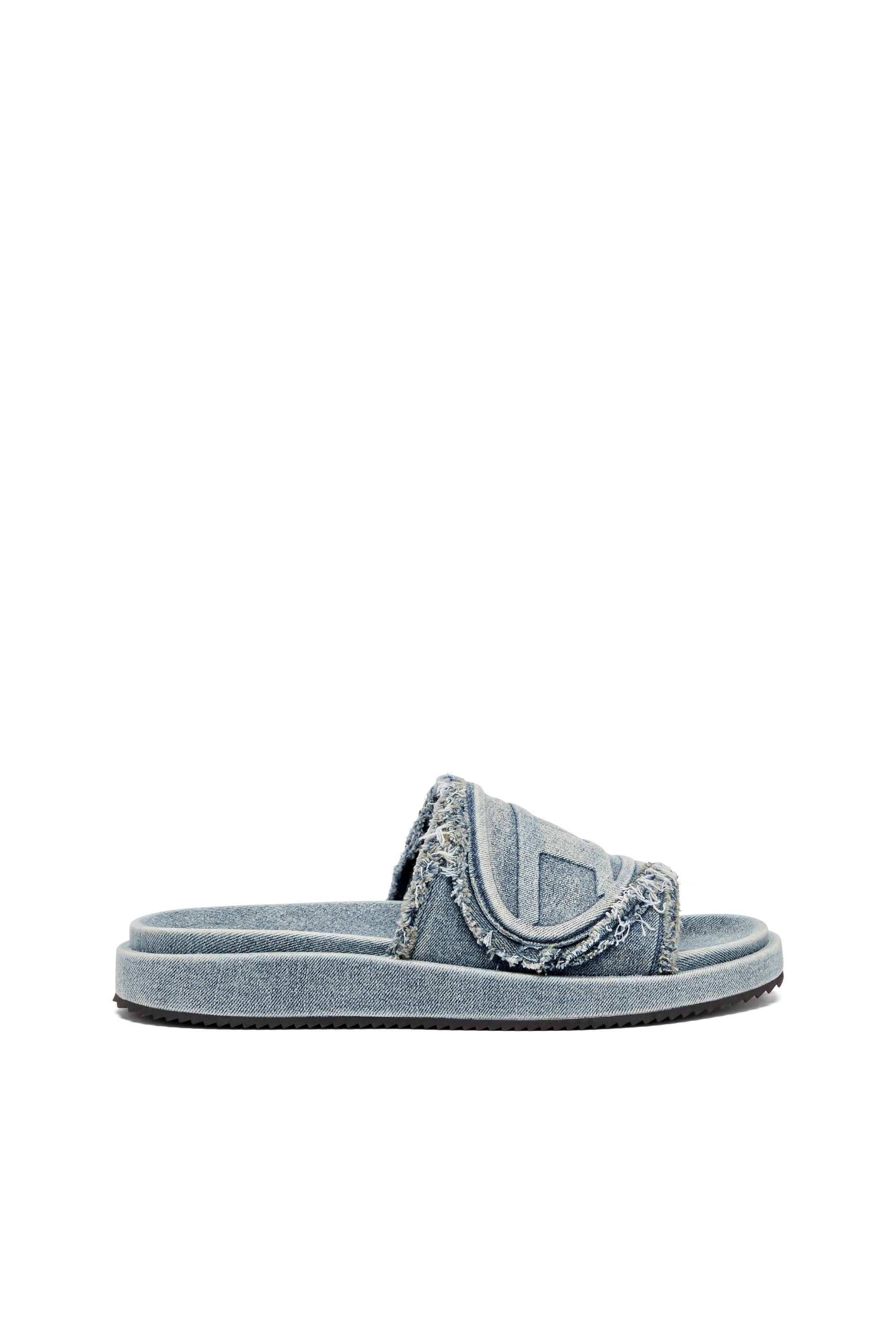 Diesel - SA-SLIDE D OVAL, Sa-Slide D-Claquettes en denim vieilli Mixte in Bleu - 1