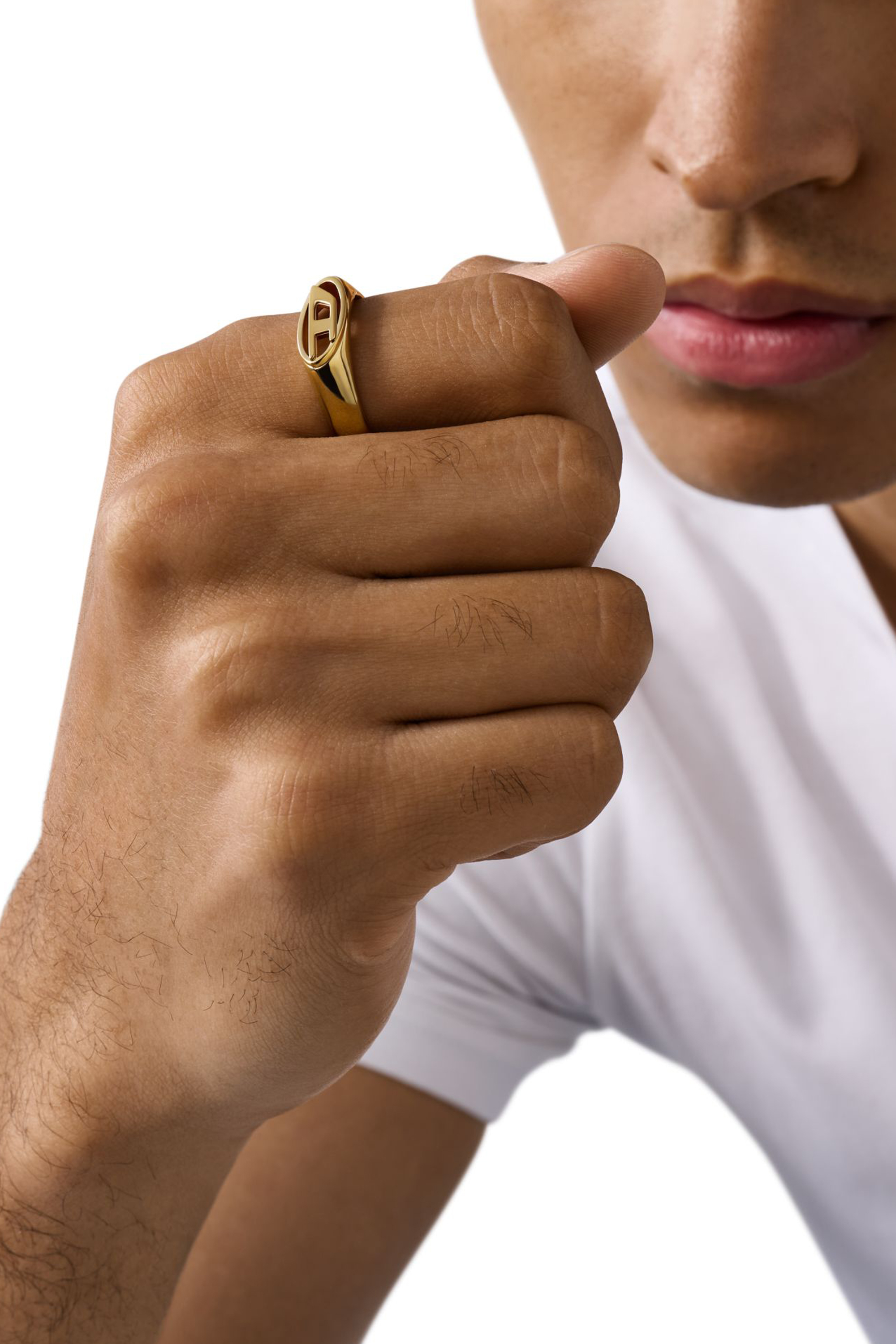 Diesel - DX1588710 JEWEL, Chevalière en acier inoxydable doré Mixte in Doré - 3