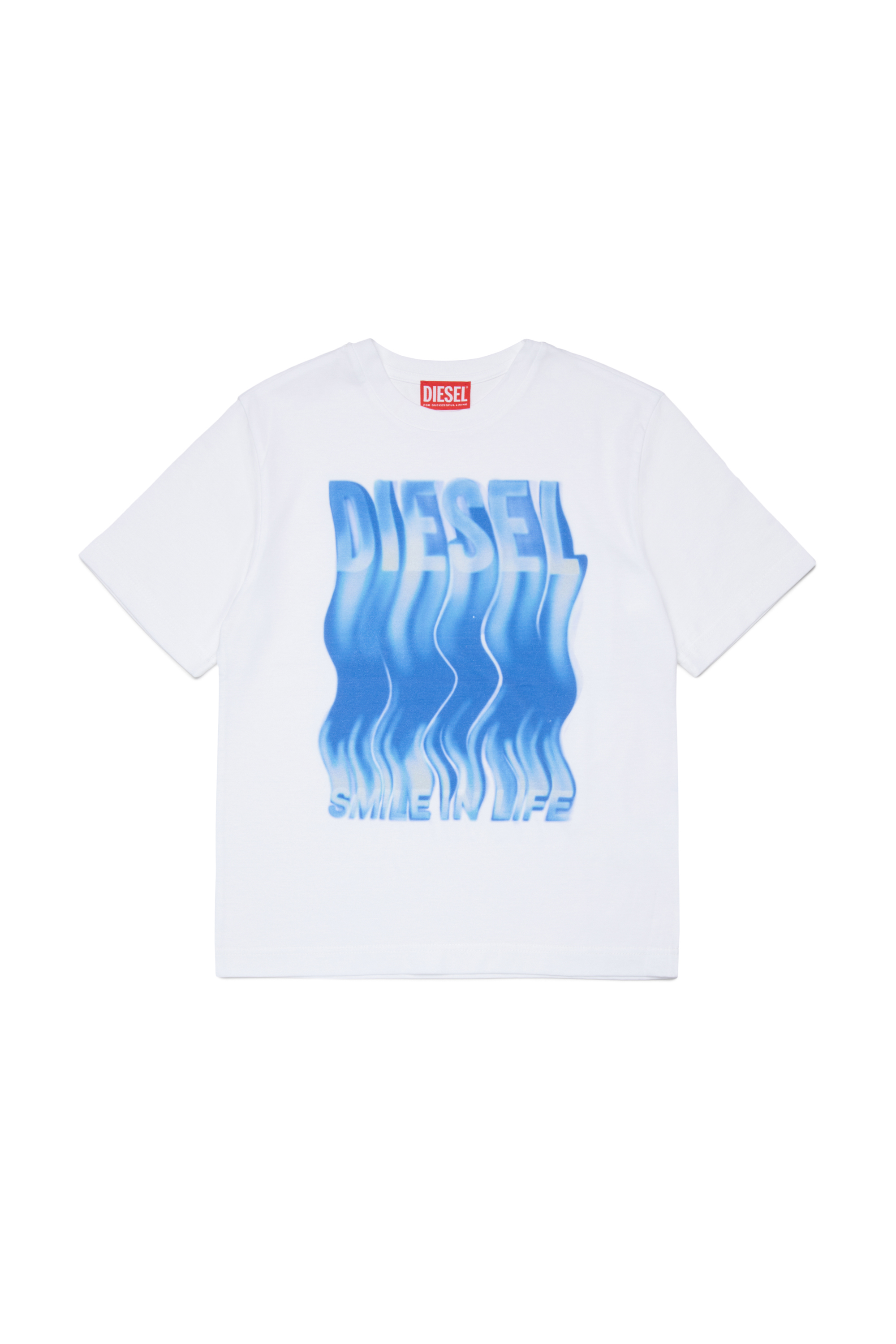 Diesel - TWIGGLY OVER, T-shirt en coton avec imprim&eacute; effet vague Homme in Blanc - 1