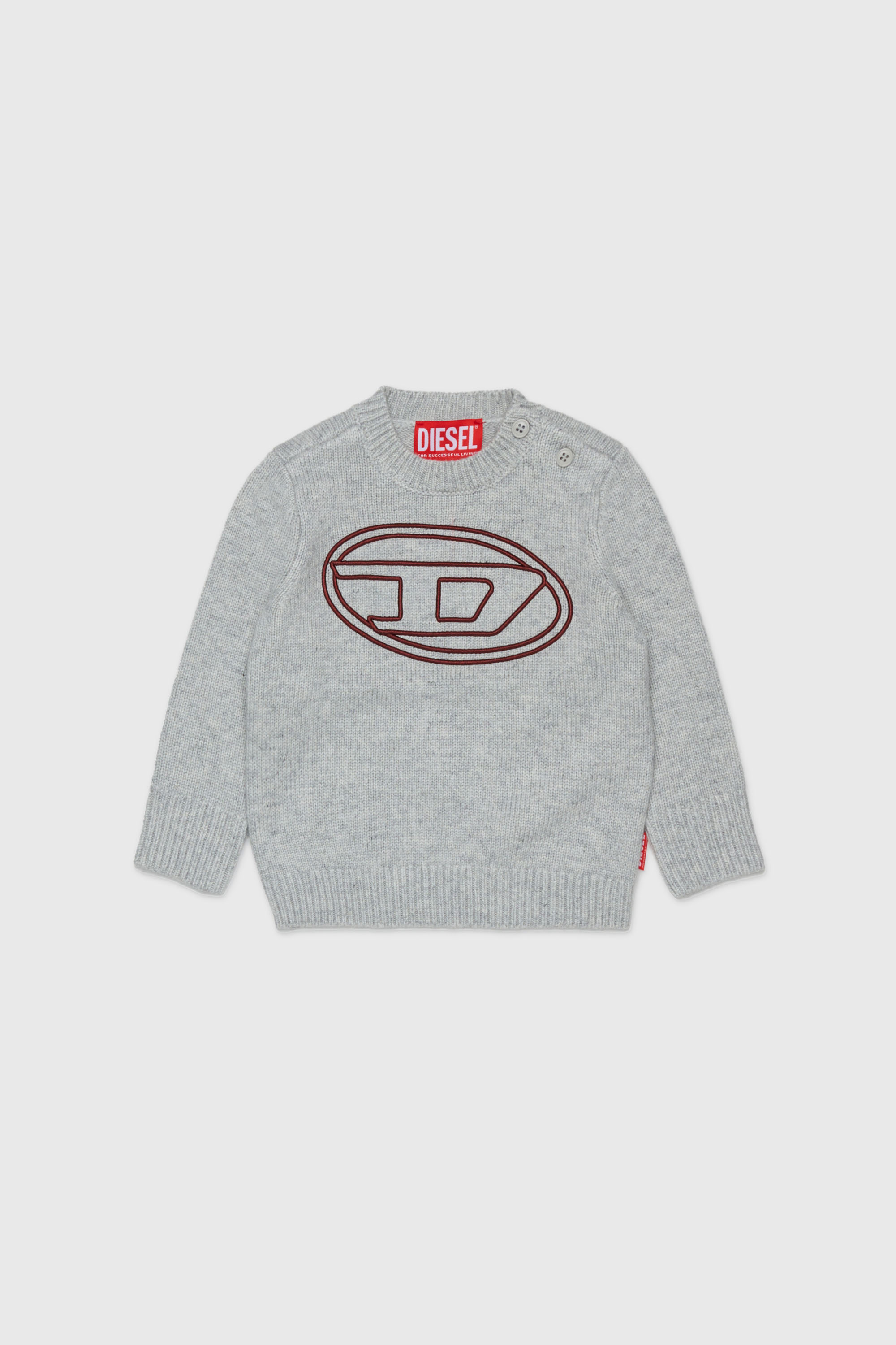 Diesel - KOMYB, Pull enrichi en cachemire avec grand Oval D Homme in Gris - 1