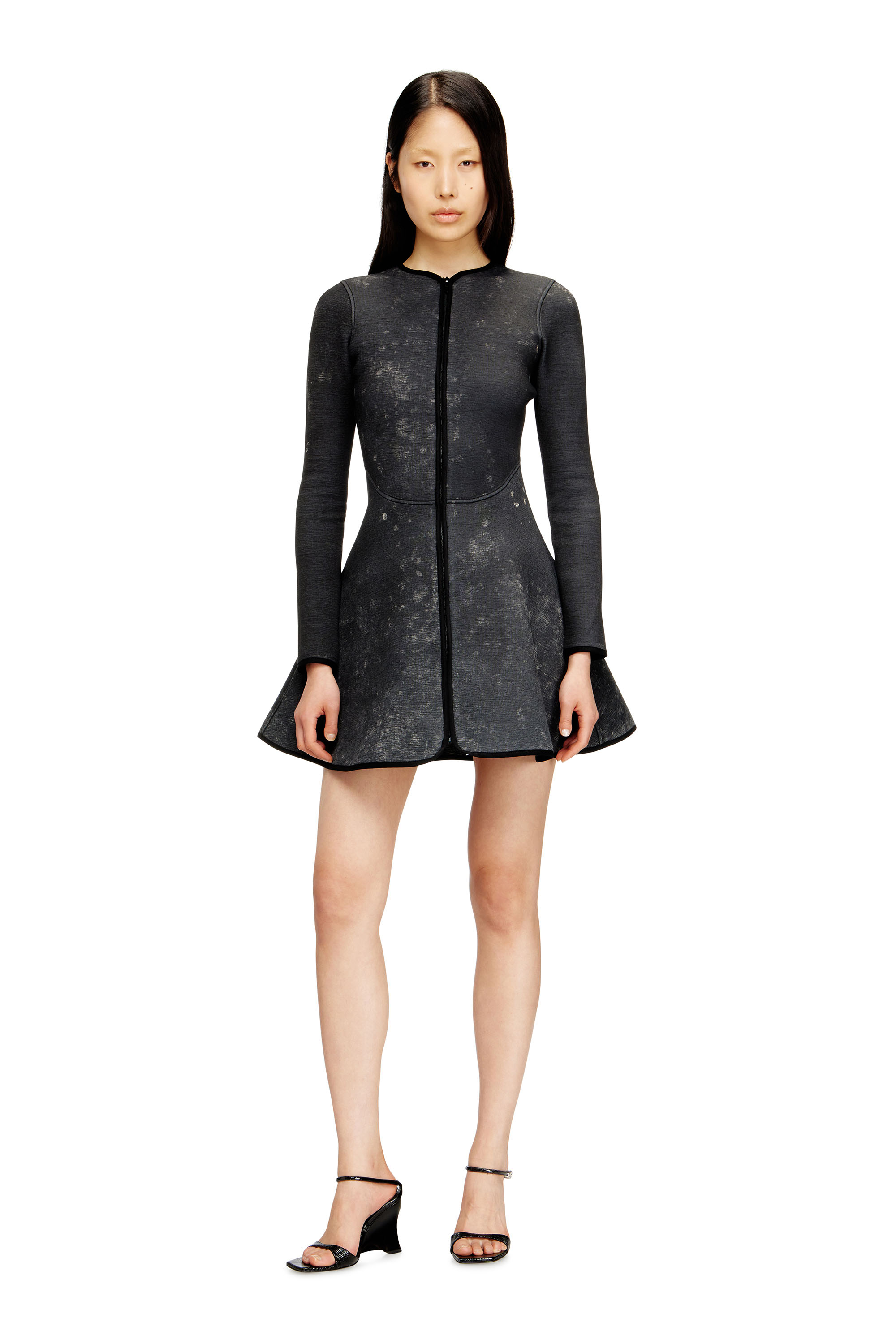 Diesel - D-EOPRE, Robe courte en scuba marbré Femme in Gris - 3