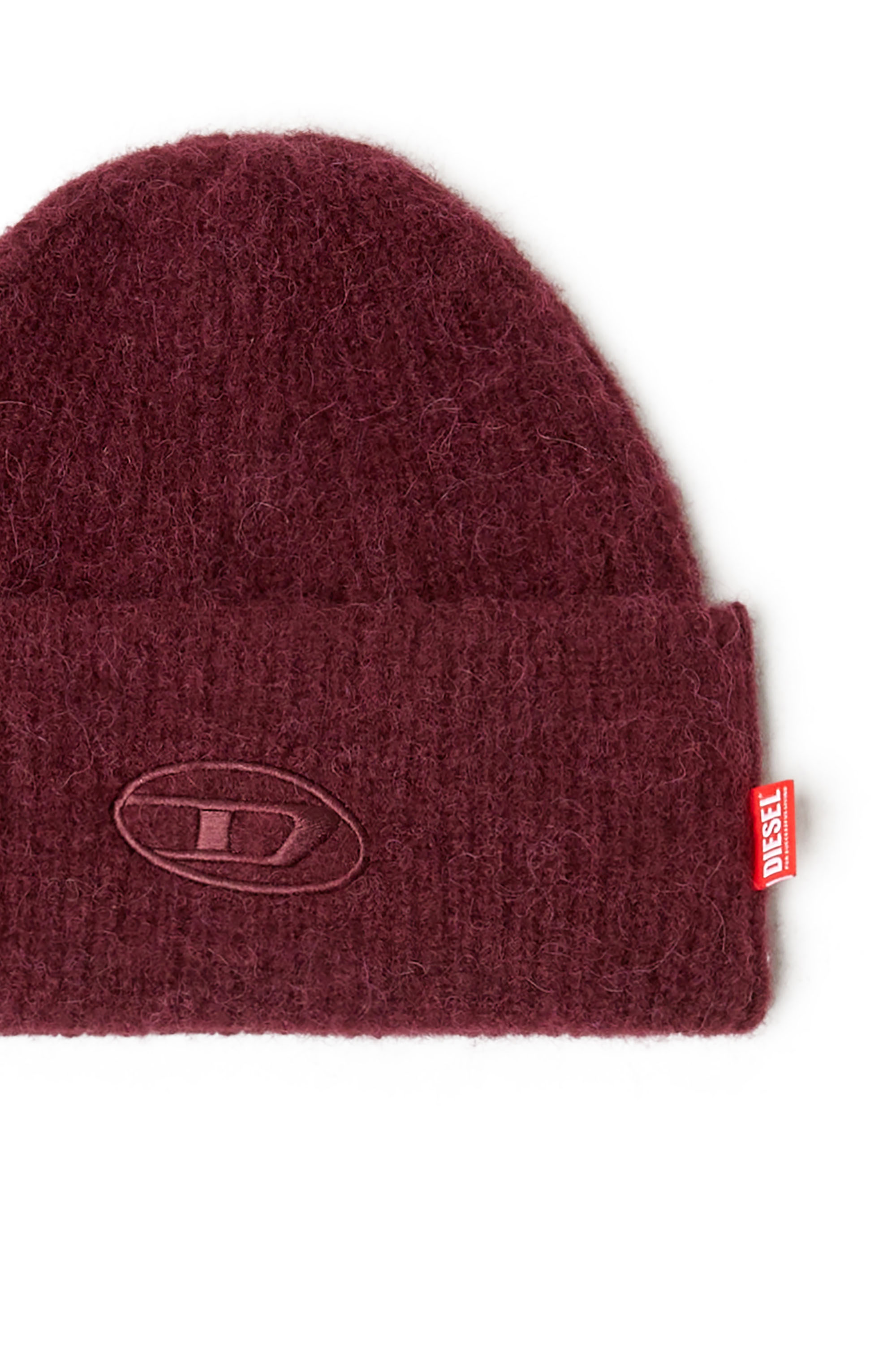 Diesel - FR-K-LOLLO-HAT, Bonnet burgundy avec broderie Oval D Mixte in Rouge - 3