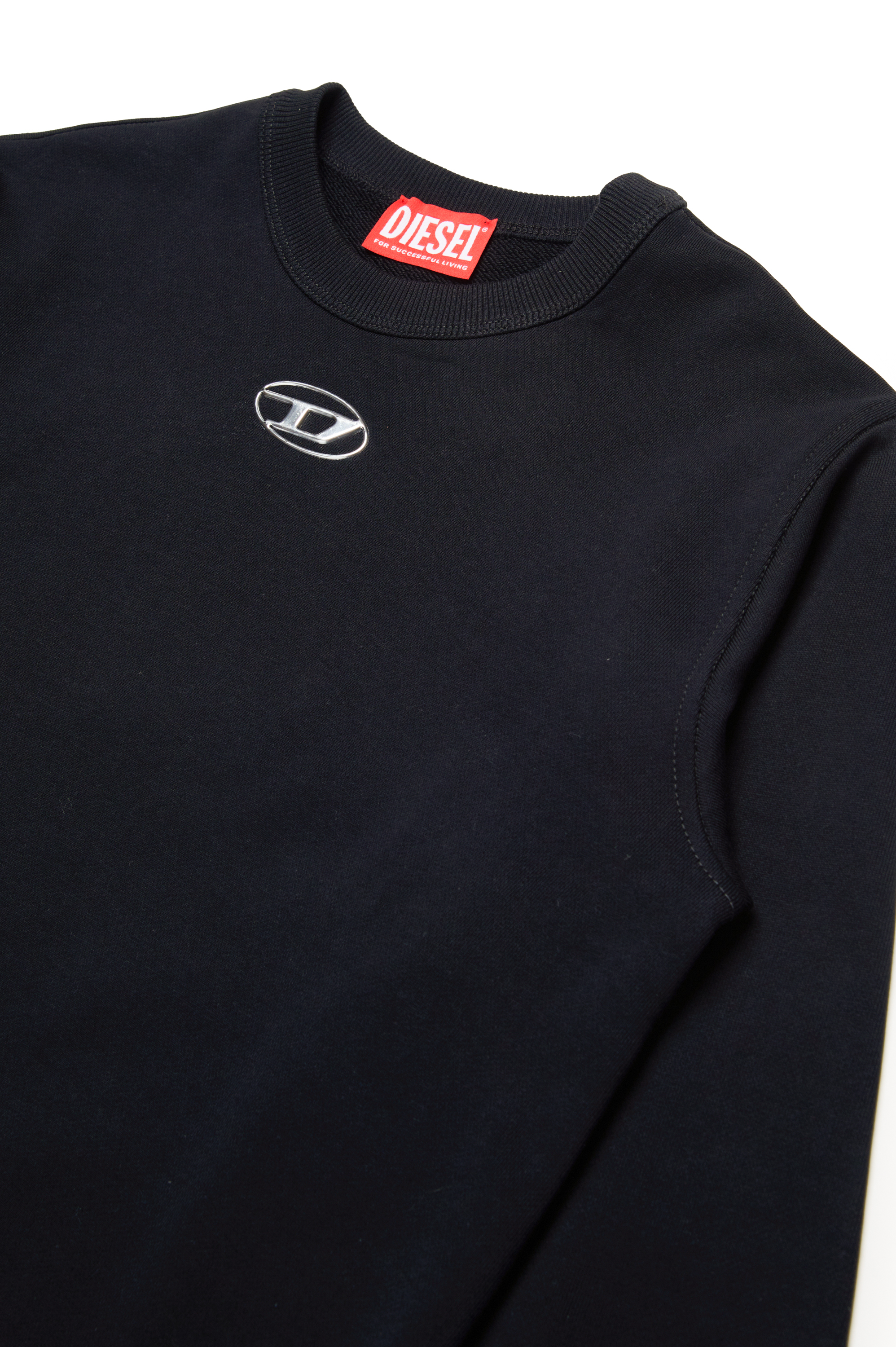 Diesel - SMACSISOD OVER, Homme Sweat-shirt avec logo Oval D effet métal in Noir - Image 3