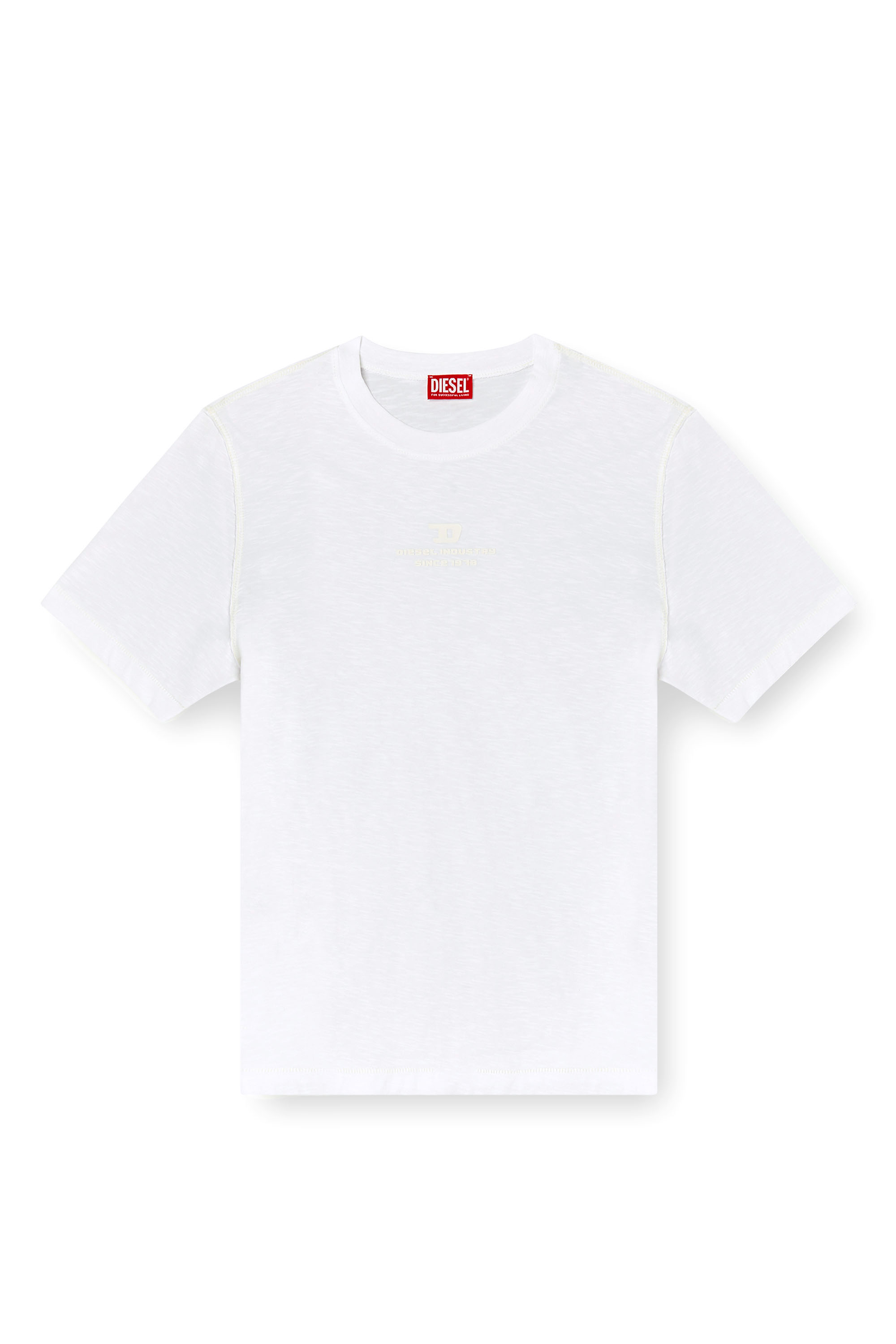 Diesel - T-ADJUST-R10, T-shirt flammé avec logo imprimé ton sur ton Homme in Blanc - 3