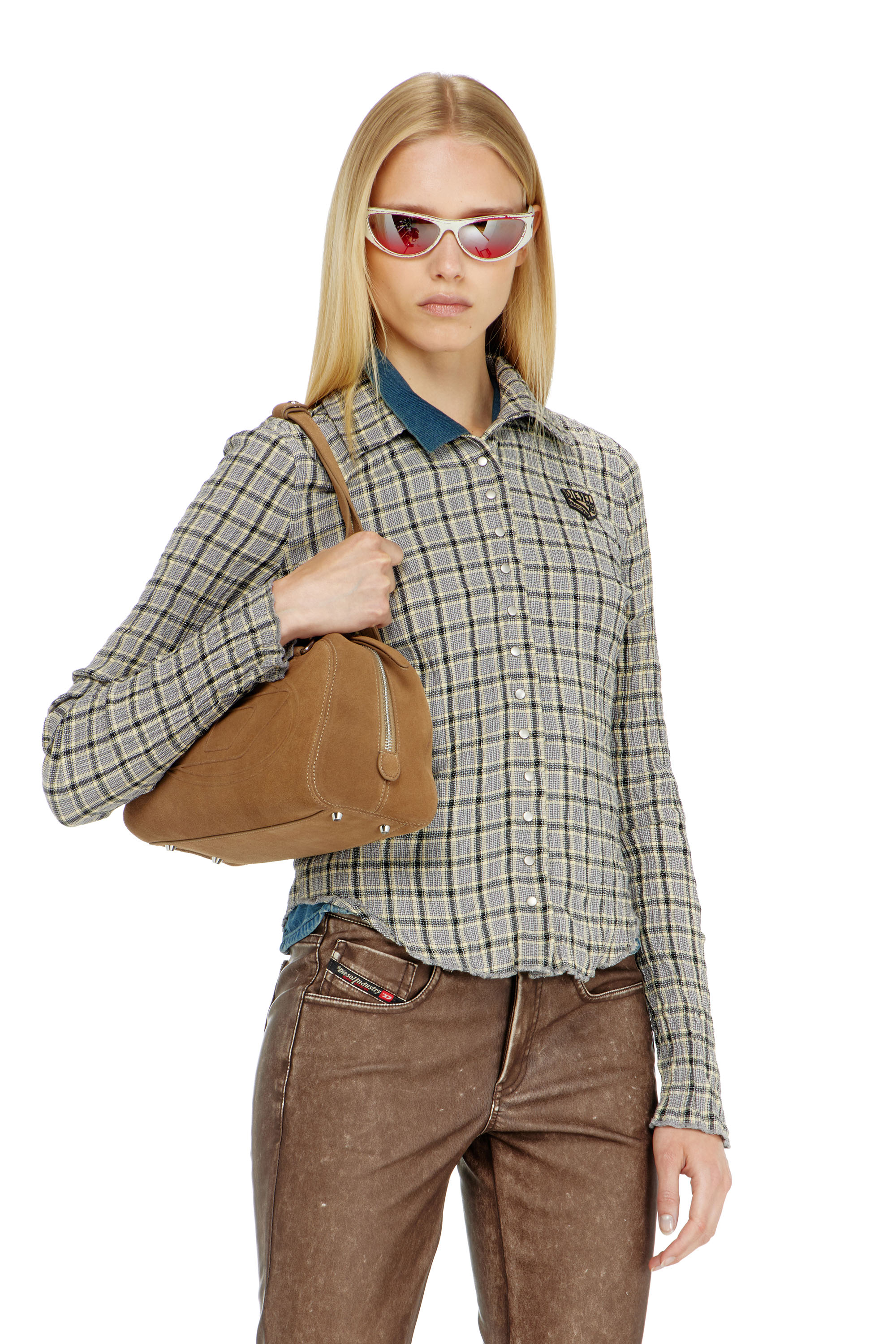 Diesel - C-ARRILON, Chemise &agrave; carreaux effet seersucker Femme in ToBeDefined - 3