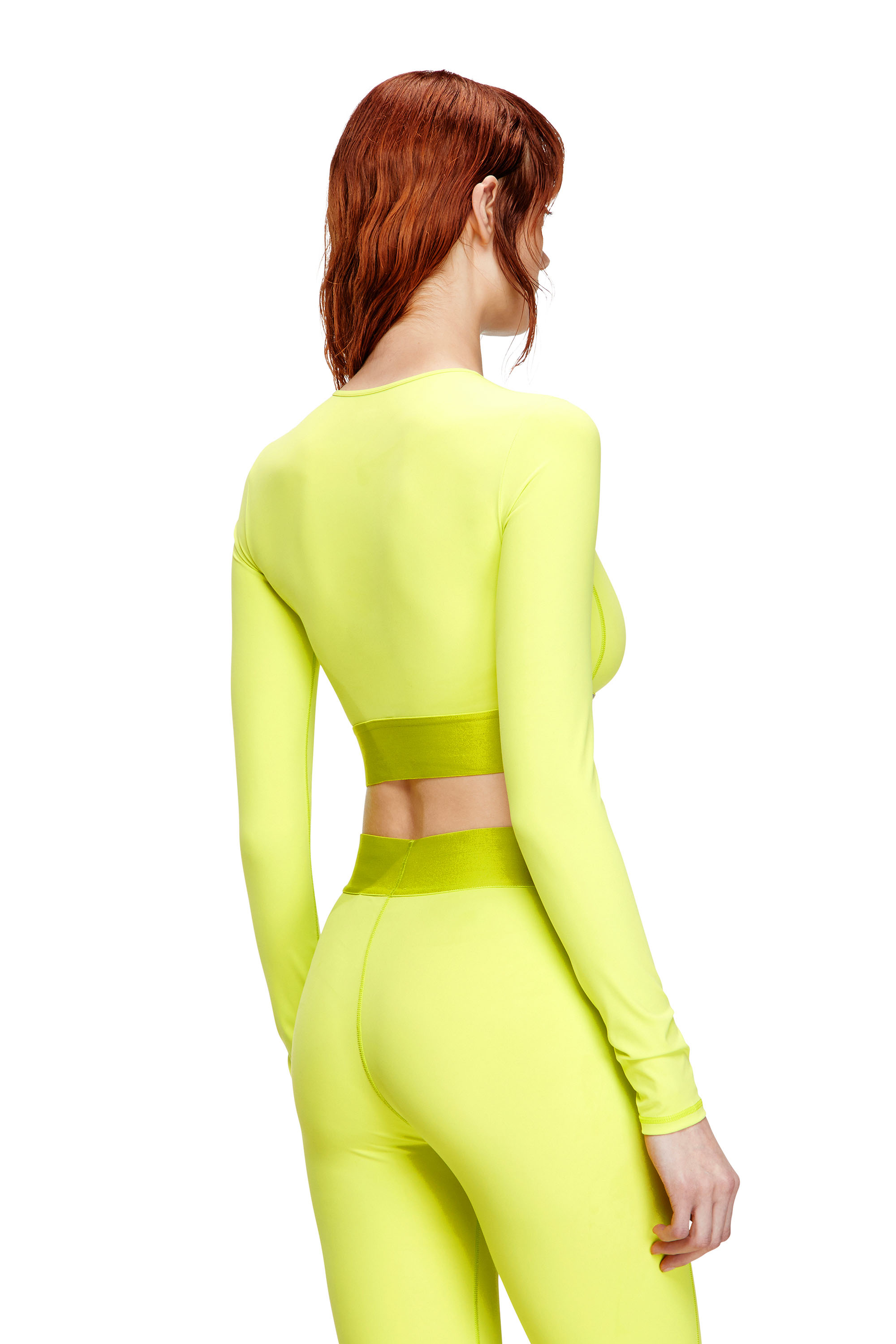 Diesel - MELISSA-D-POP, Top cropped en microfibre avec logo tronqué Femme in Vert - 3