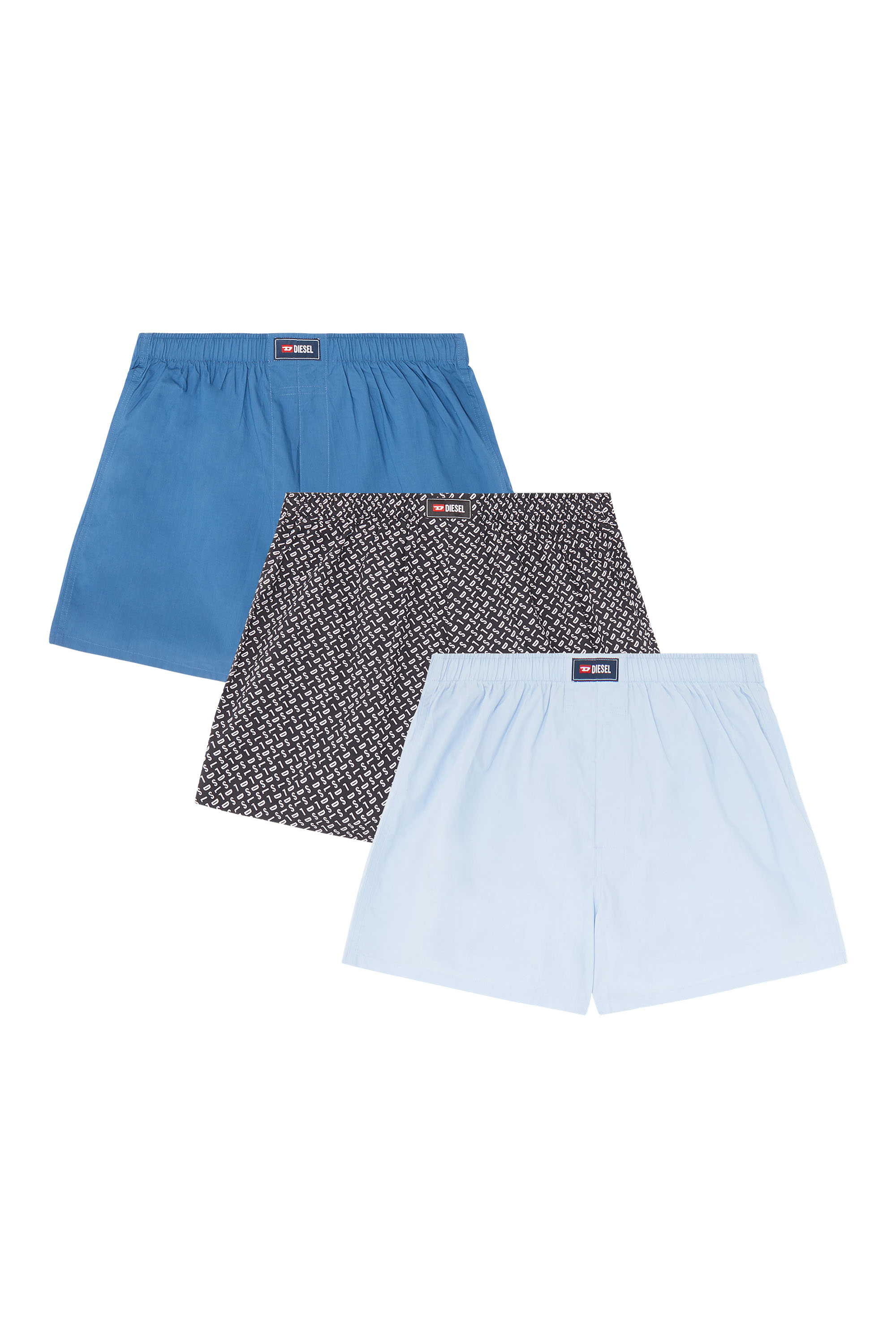 Diesel - RYAN-D-CORE-3PACK, Lot de trois boxers en coton unis et imprim&eacute; all-over DSL Homme in Bleu - 2
