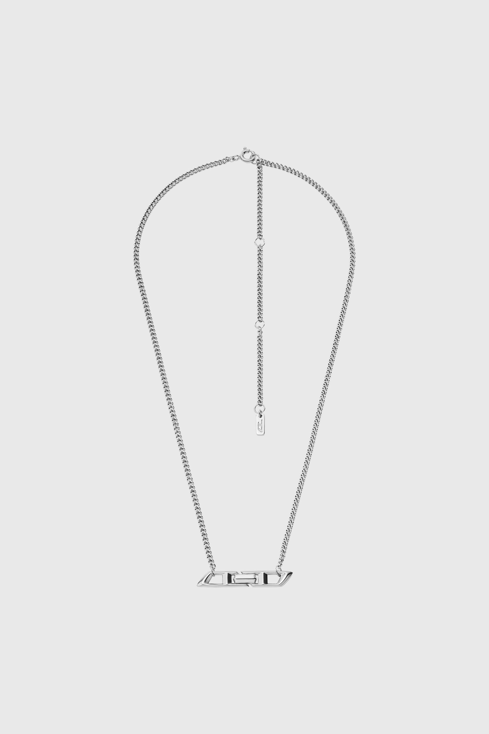 Diesel - DL1351040 STERLING SILVER JEWEL, Collier en argent sterling avec logo D Mixte in Gris argent&eacute; - 1
